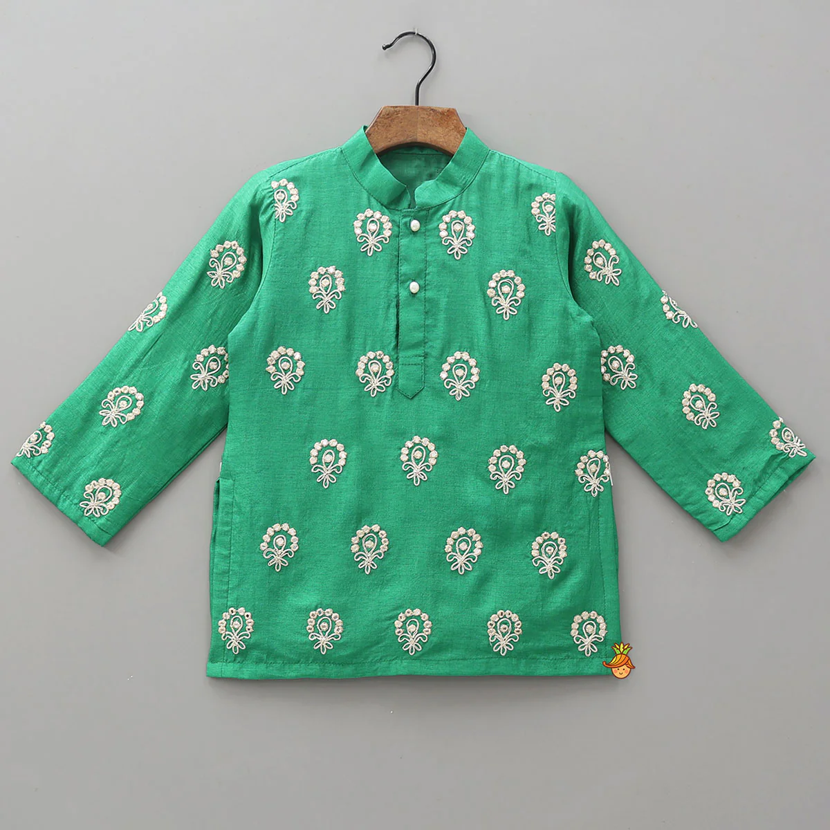 Embroidered Front-Placket Ethnic Kurta And Pyjama - Image 3