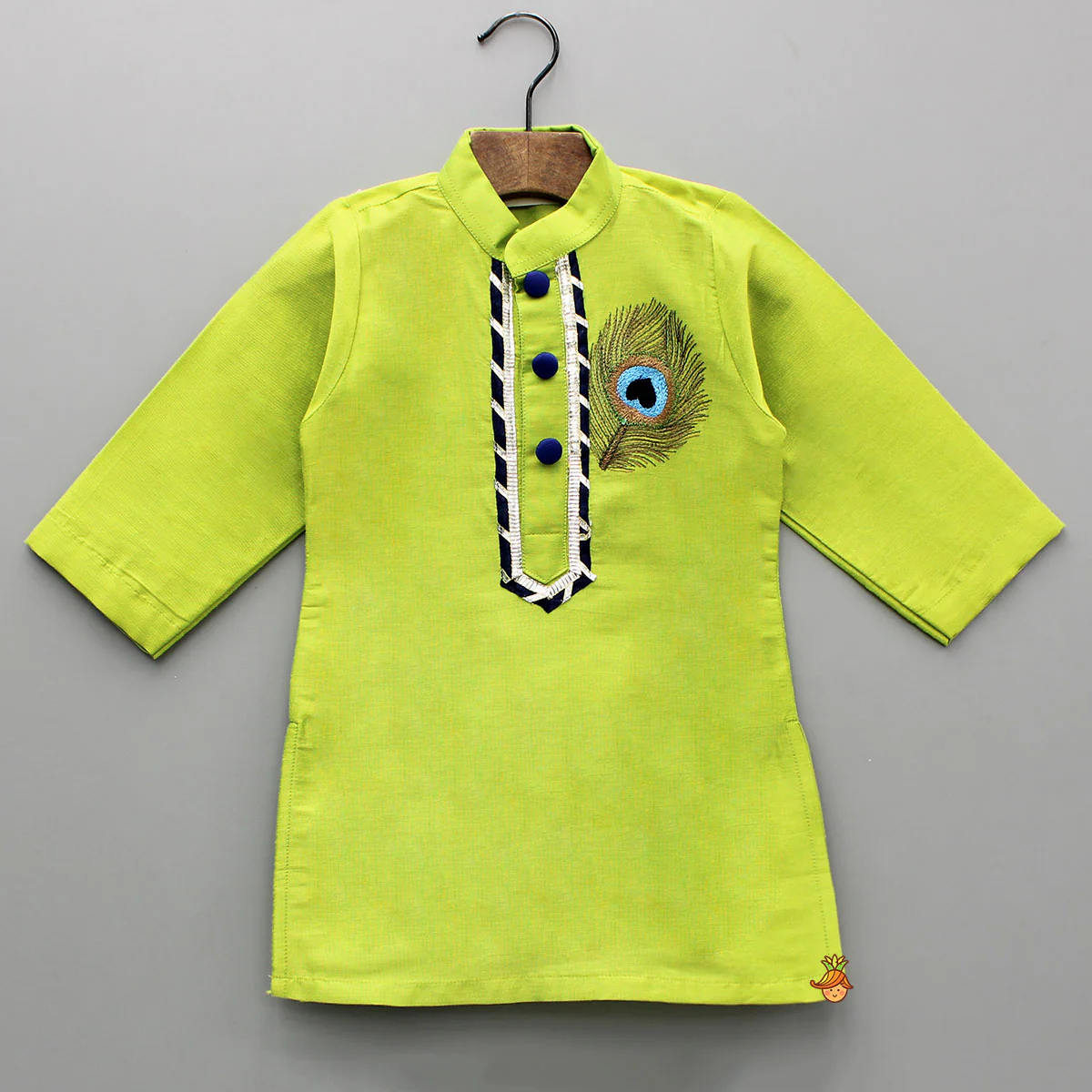 Green Gota Lace Detailed Kurta With Dhoti - Image 3