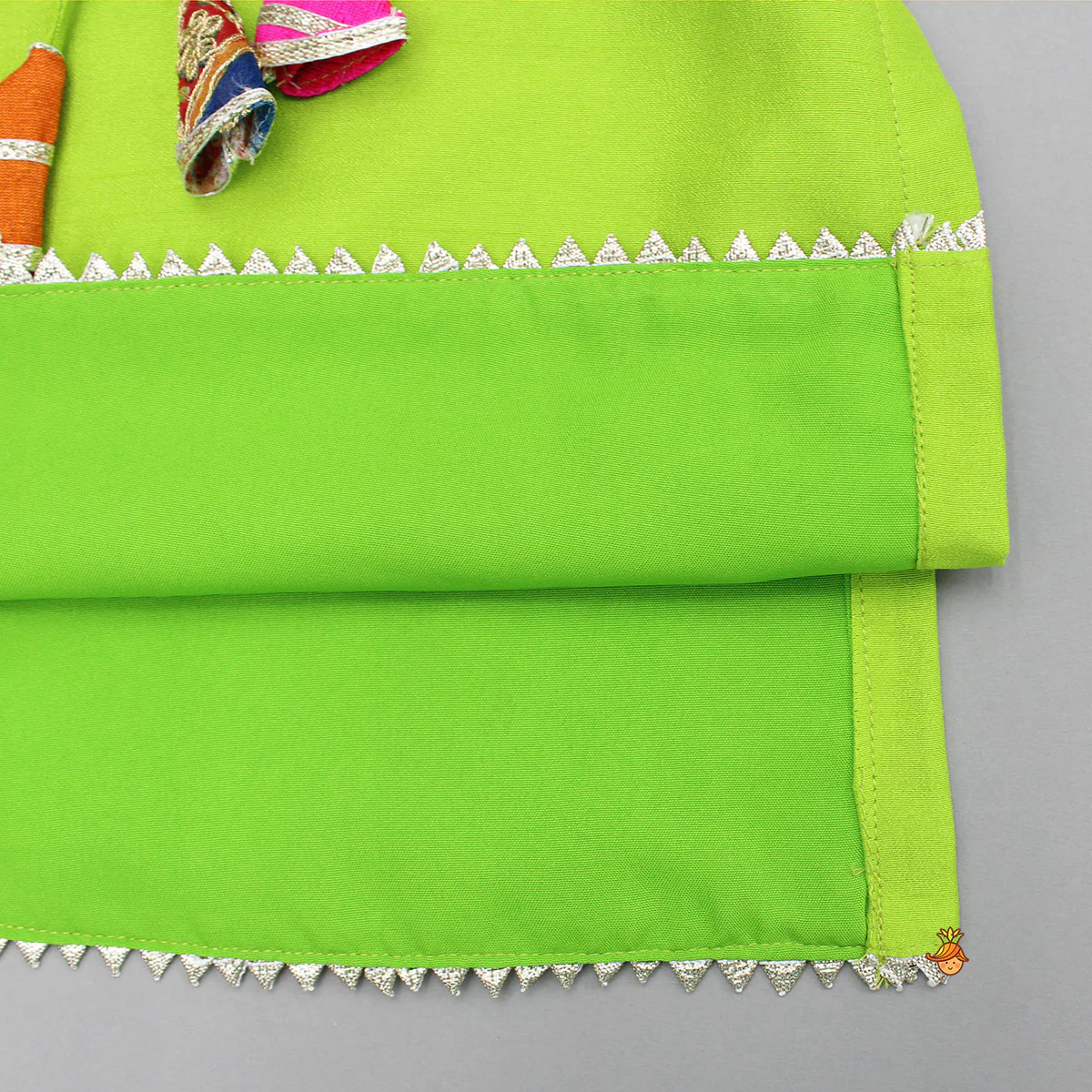 Green Gota Lace Work Kurti And Salwar With Matching Dupatta - Image 6