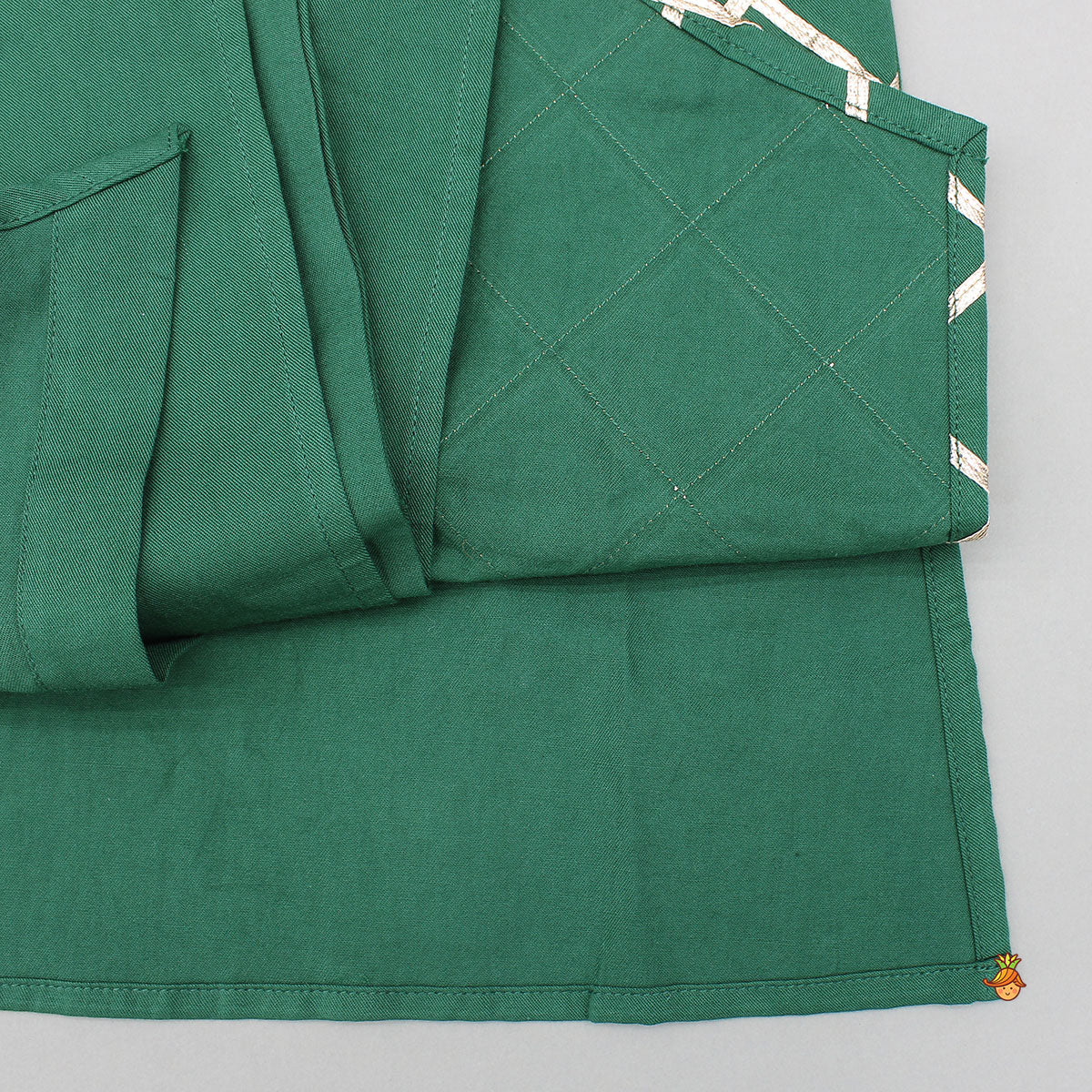 Green Pleated Asymmetric Stylish Kurta With Pant - Image 9