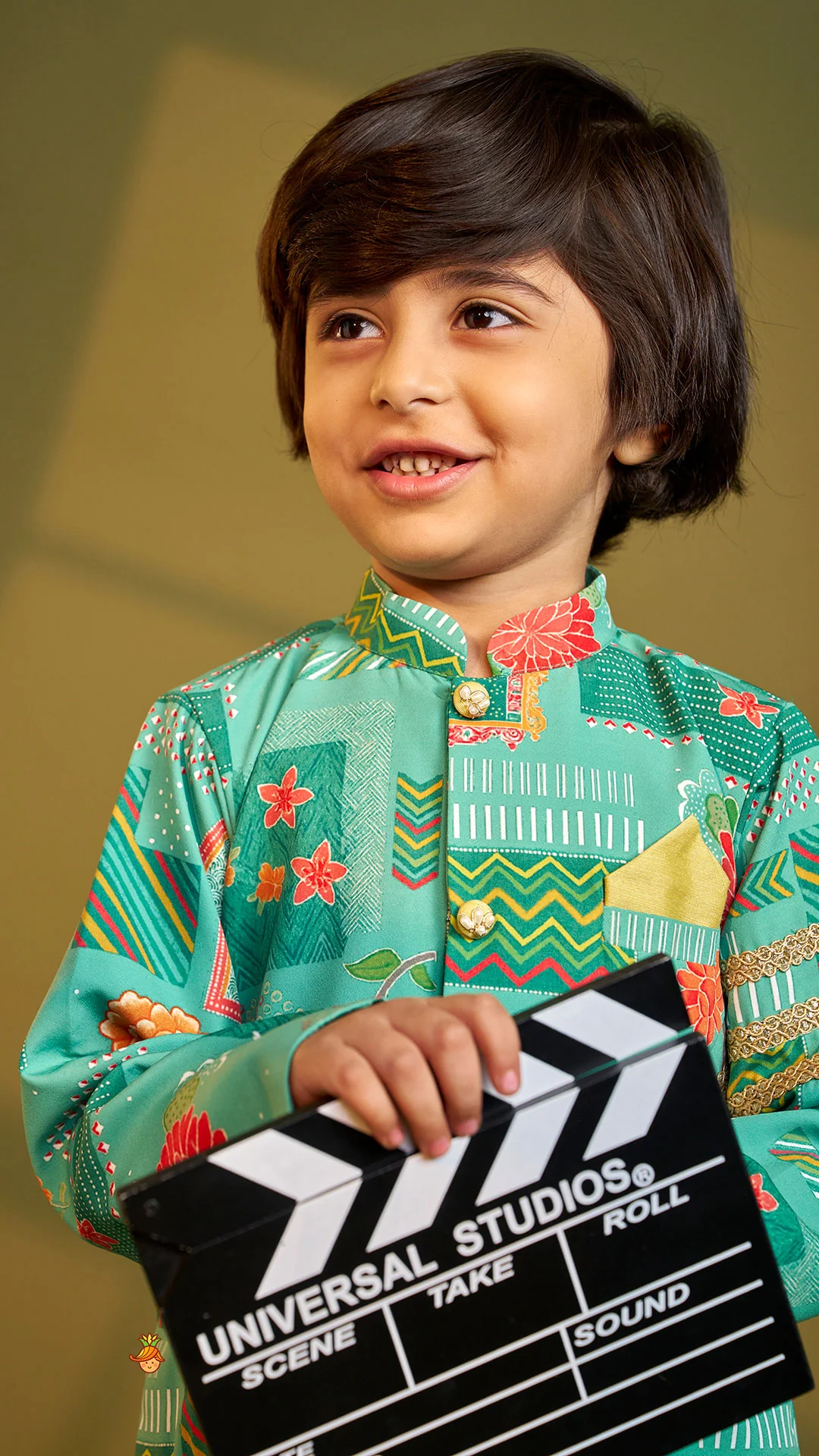 Green Printed Lace Detailed Sherwani And Dhoti - Image 8