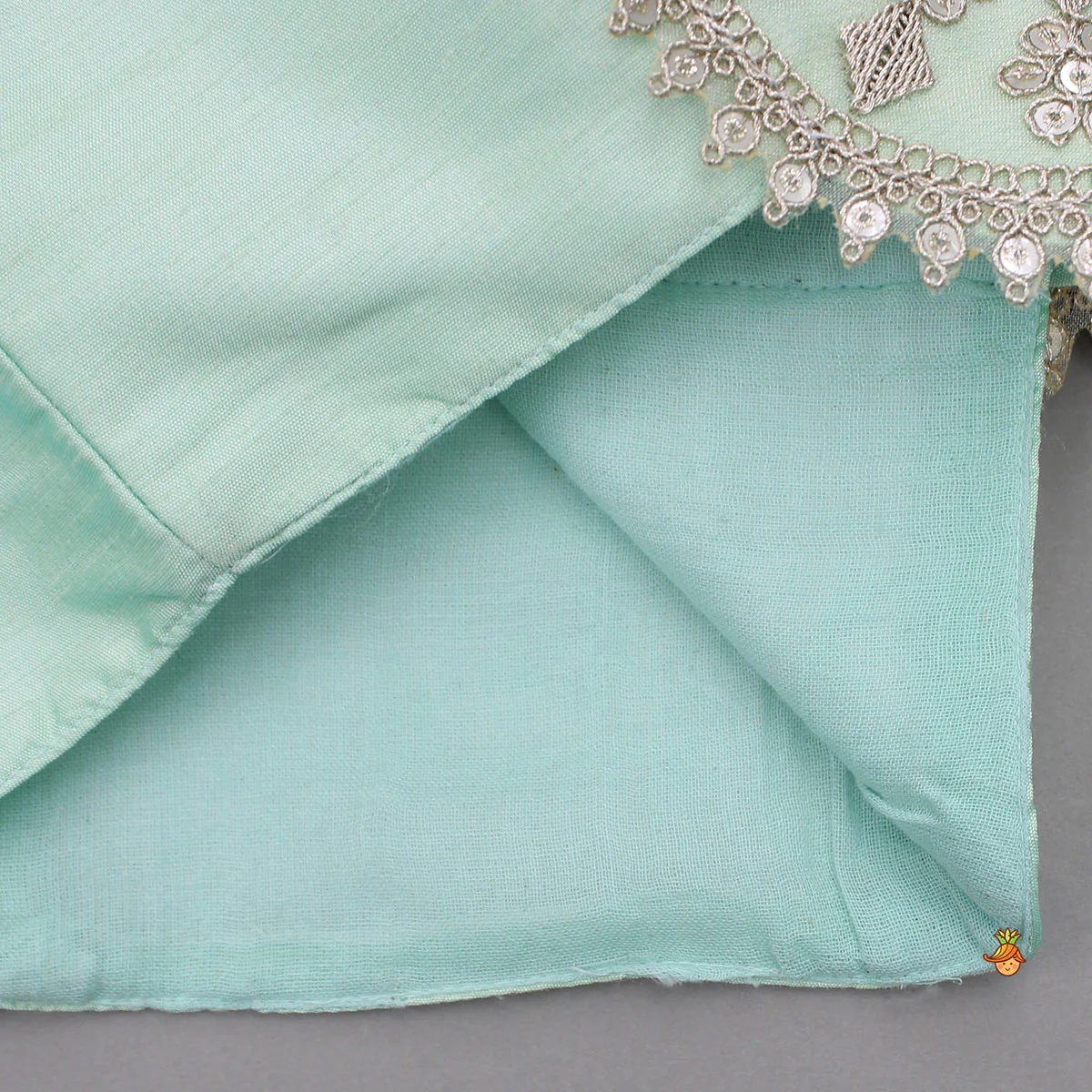 Green Sleeveless Top With Multicolour Printed Lehenga - Image 5