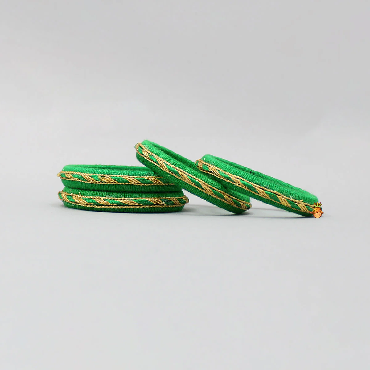 Green Thread And Lace Detailed Bangles Set - Image 2