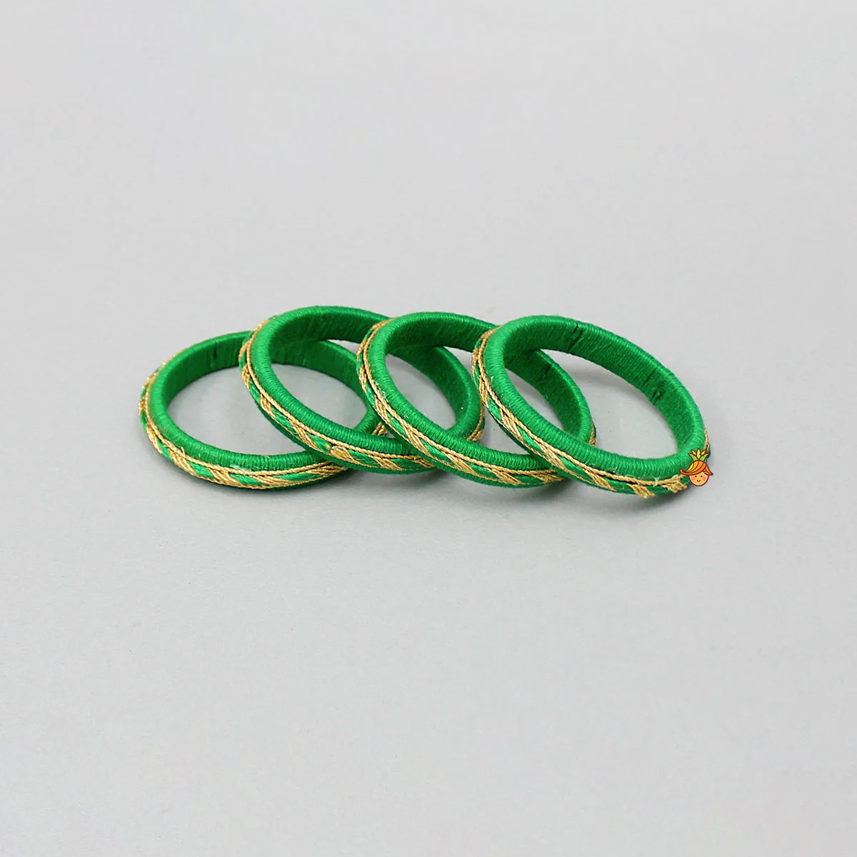 Green Thread And Lace Detailed Bangles Set - Image 3