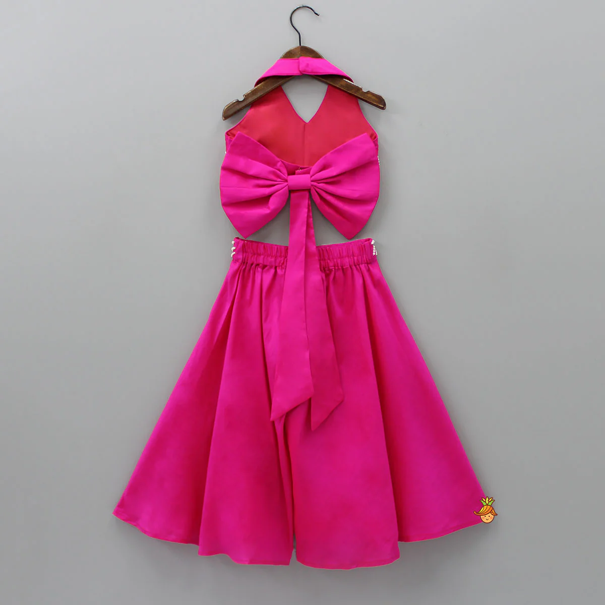 Halter Neck Back Bow Enhanced Top With Flared Palazzo - Image 2