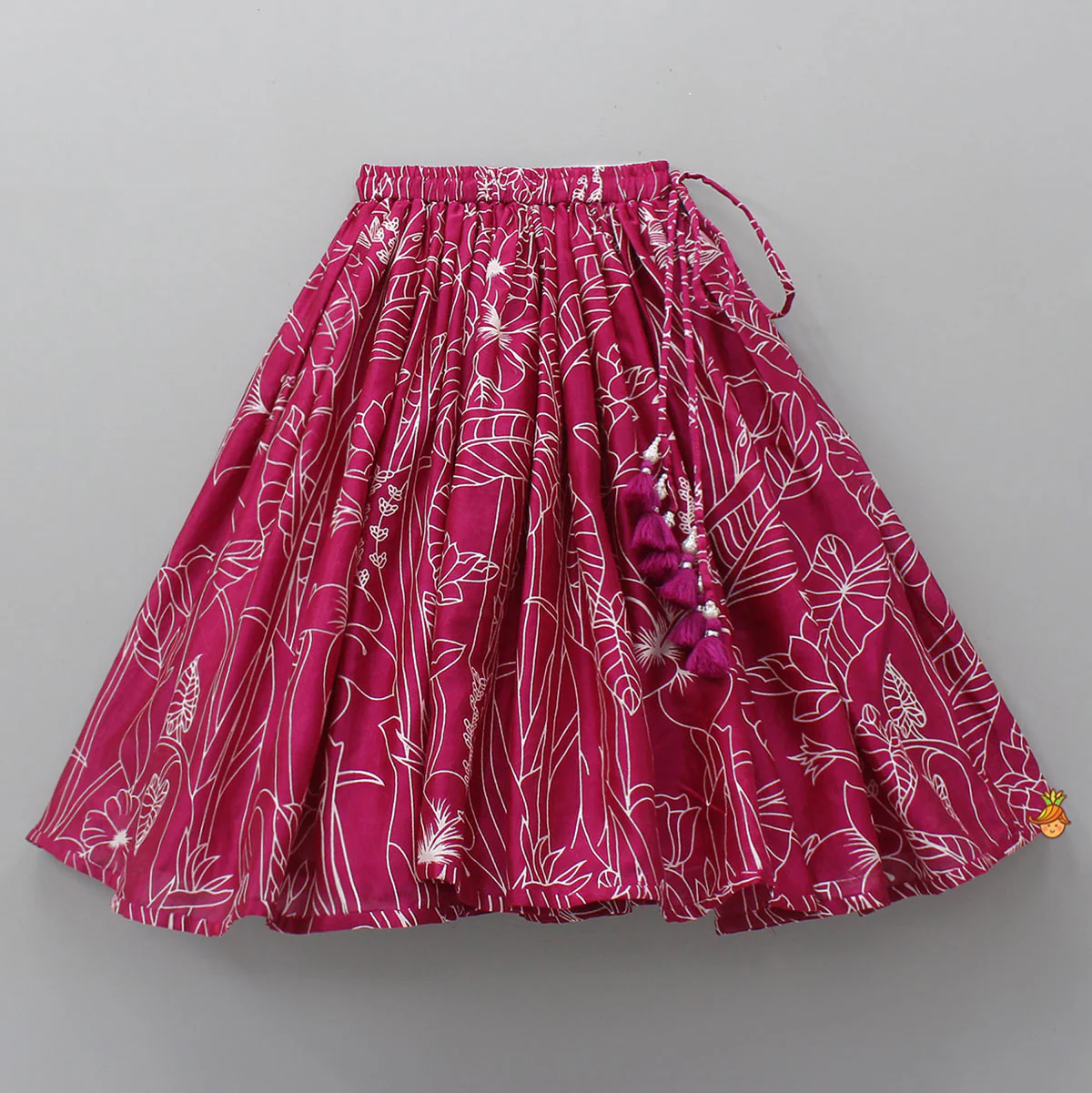 Halter Neck Fringe Detailed Top With Printed Lehenga - Image 4