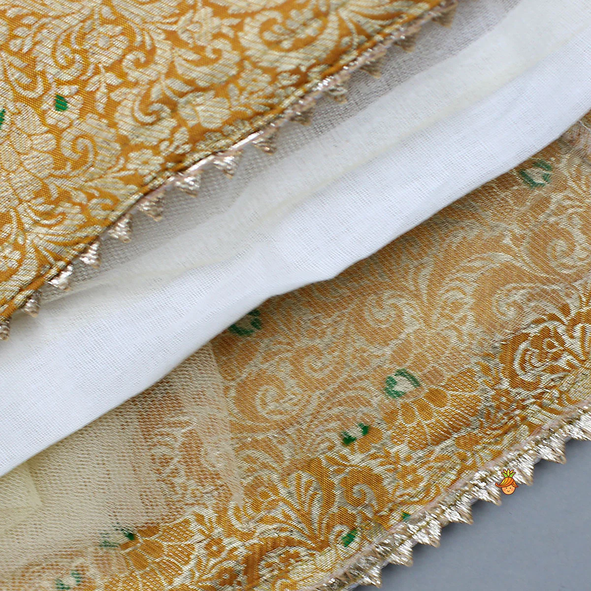 Halter Neck Paisley Embroidered Stylish Top With Brocade Lehenga - Image 6