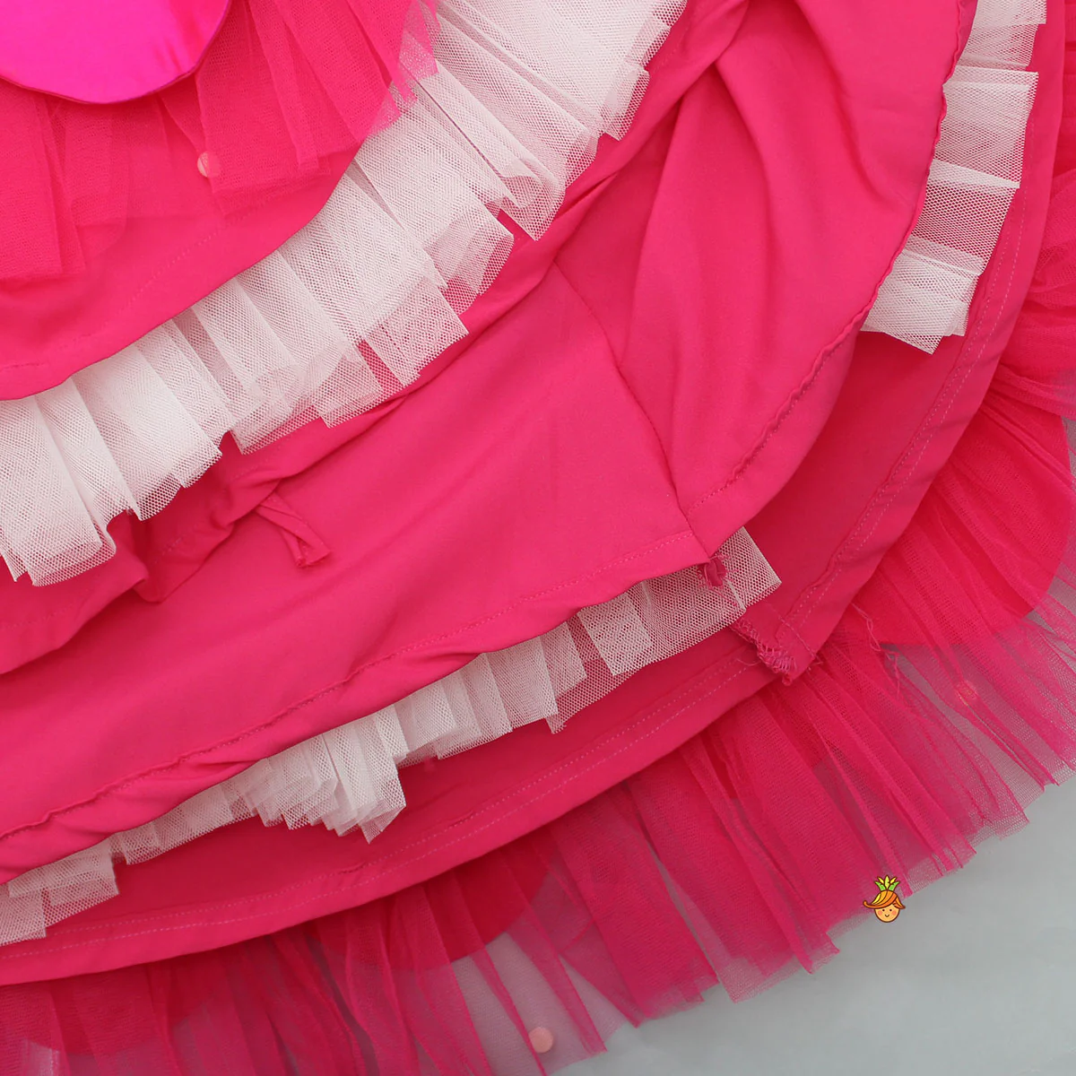 Halter Neck Pink Floral Embroidered Top And Scalloped Hem Lehenga With Flat Back Pearls Enhanced Ruffle Dupatta - Image 8