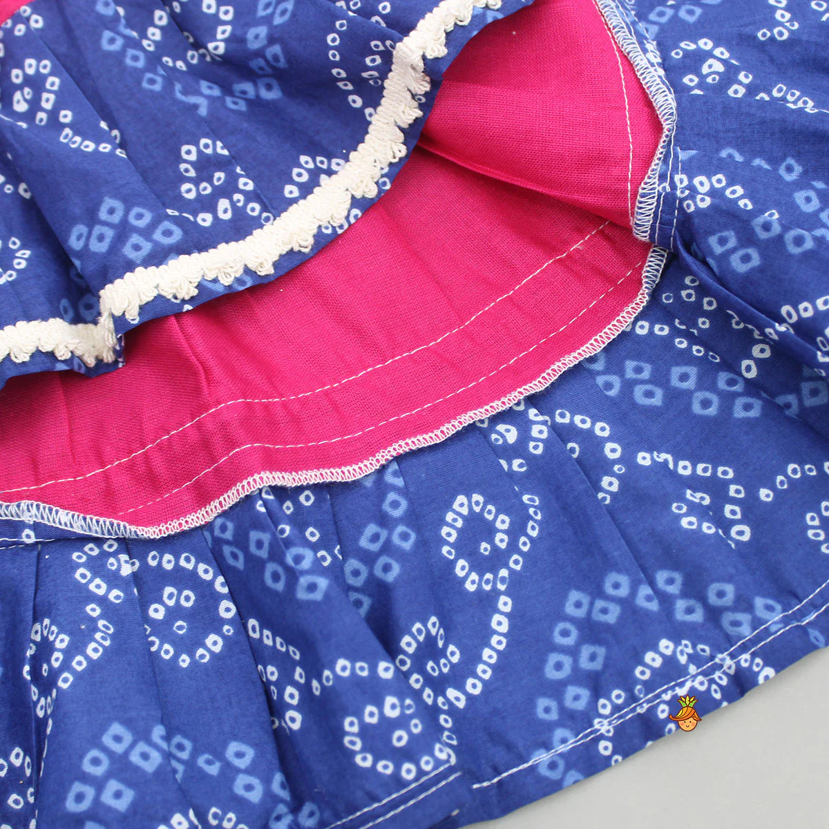 Halter Neck Thread Embroidered Top And Multi Printed Lehenga - Image 6
