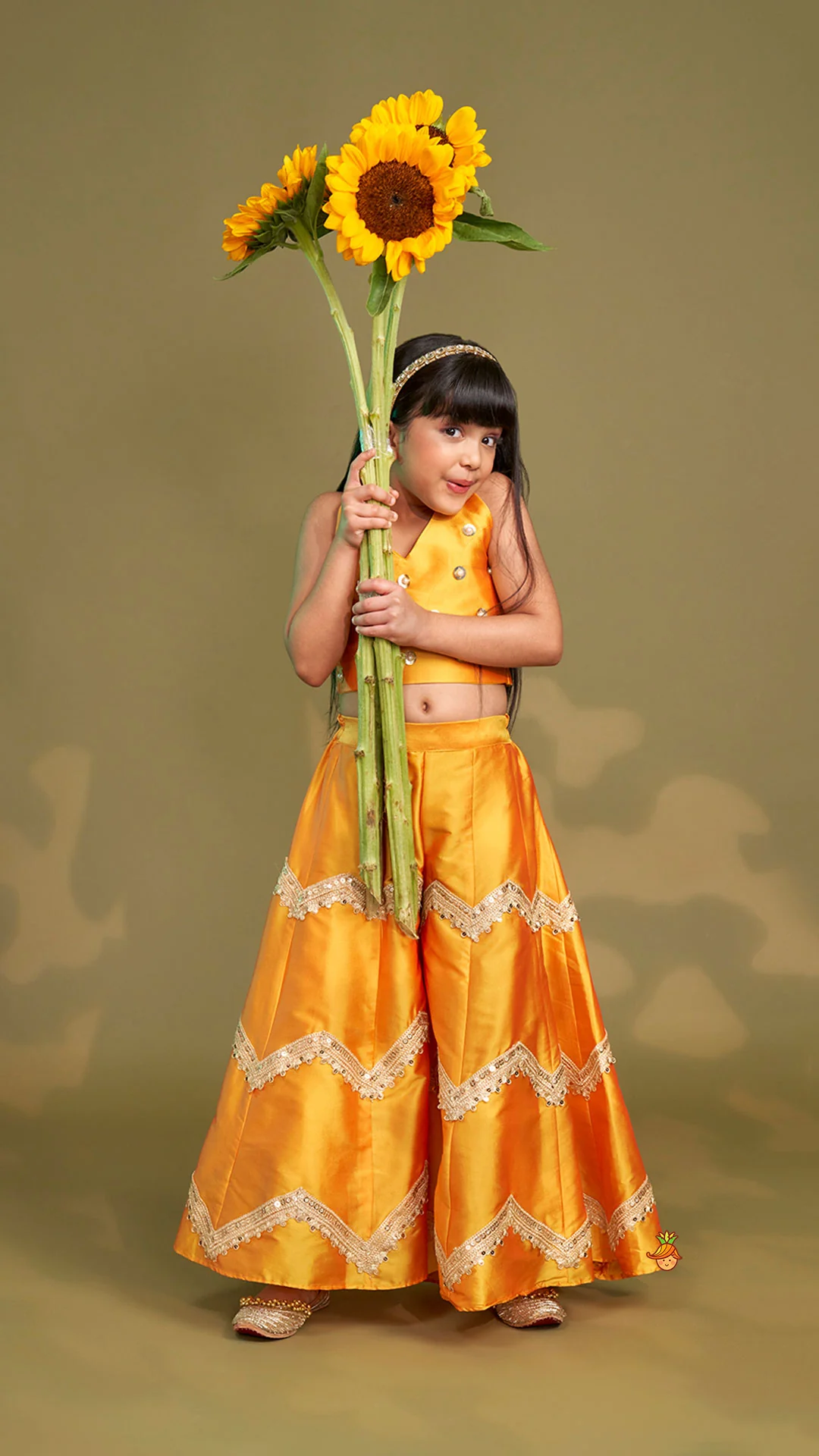 Halter Neck Top And Flared Palazzo With Net Dupatta - Image 4