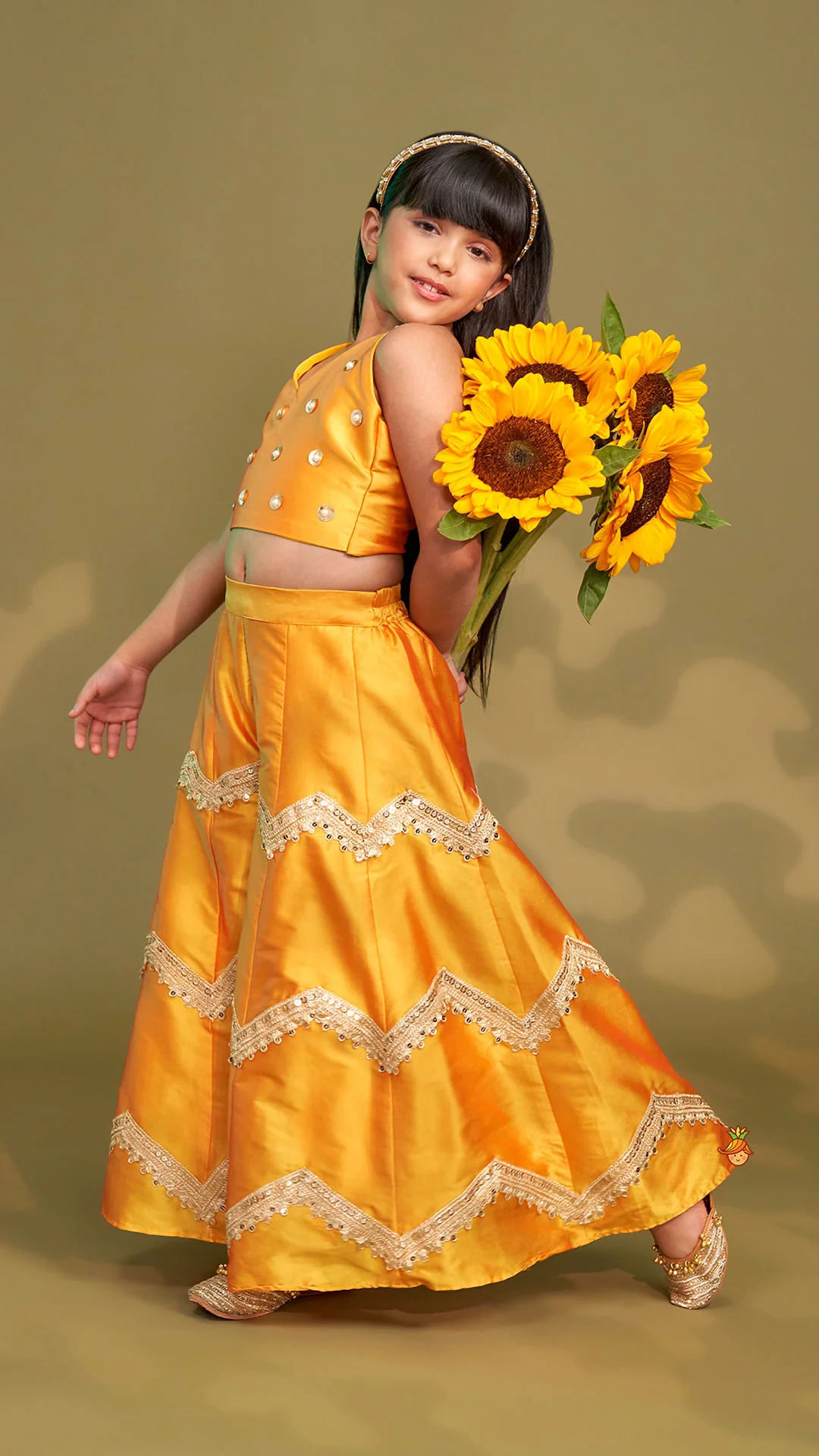 Halter Neck Top And Flared Palazzo With Net Dupatta - Image 5
