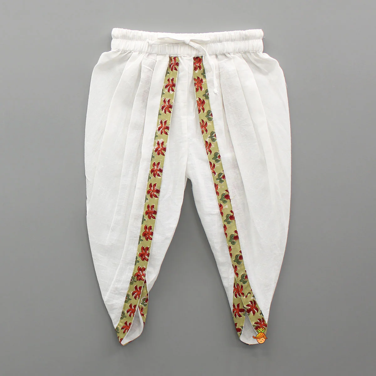 Hand Block Floral Printed Top With Dhoti - Image 4
