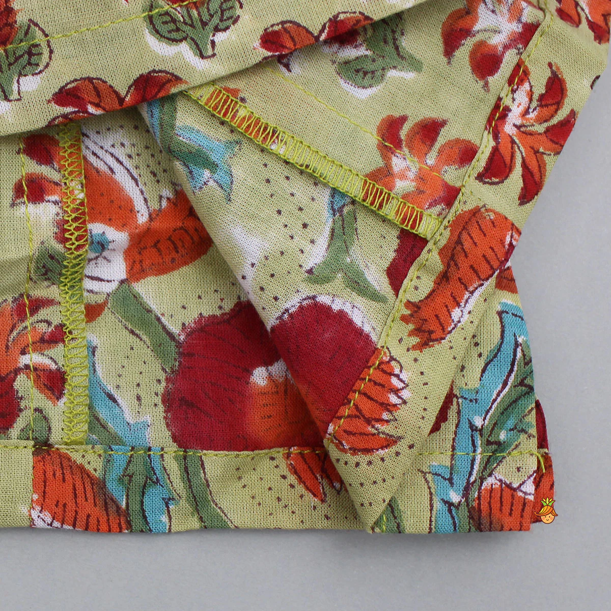 Hand Block Floral Printed Top With Dhoti - Image 5
