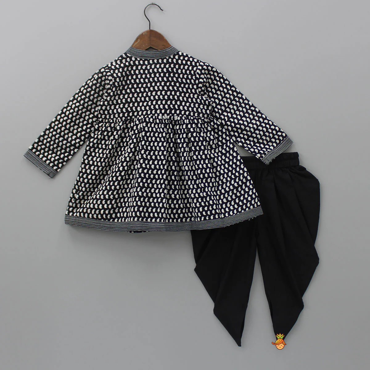 Hand Block Printed Angarkha Kurti With Dhoti - Image 2