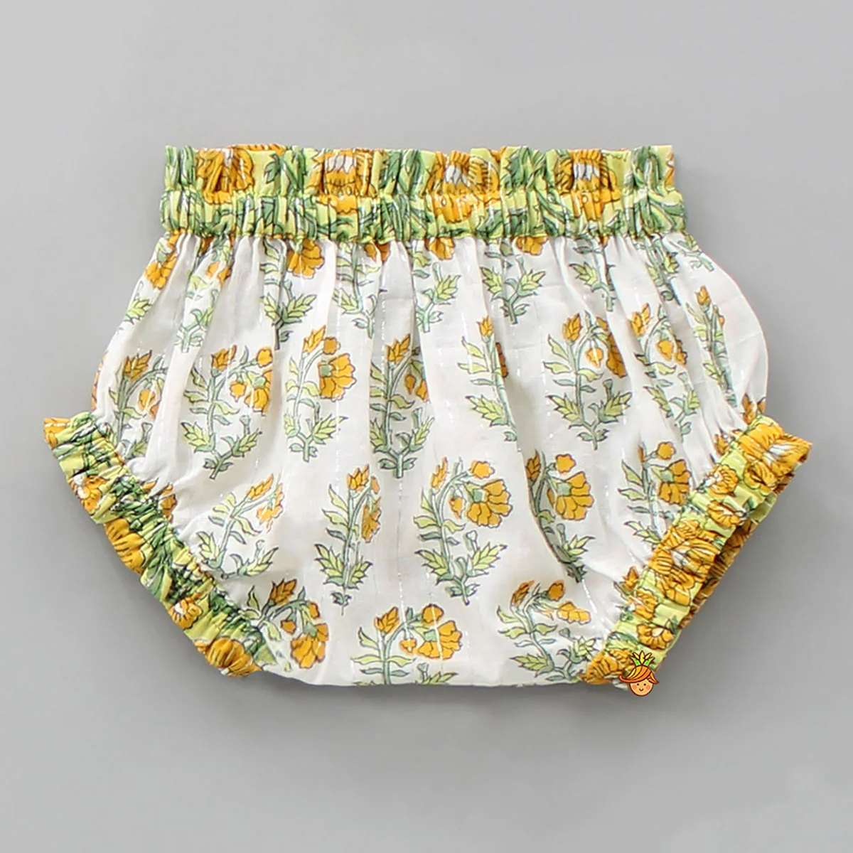 Hand Block Printed Multicolour Infant Baby Set With Swaddle - Image 5