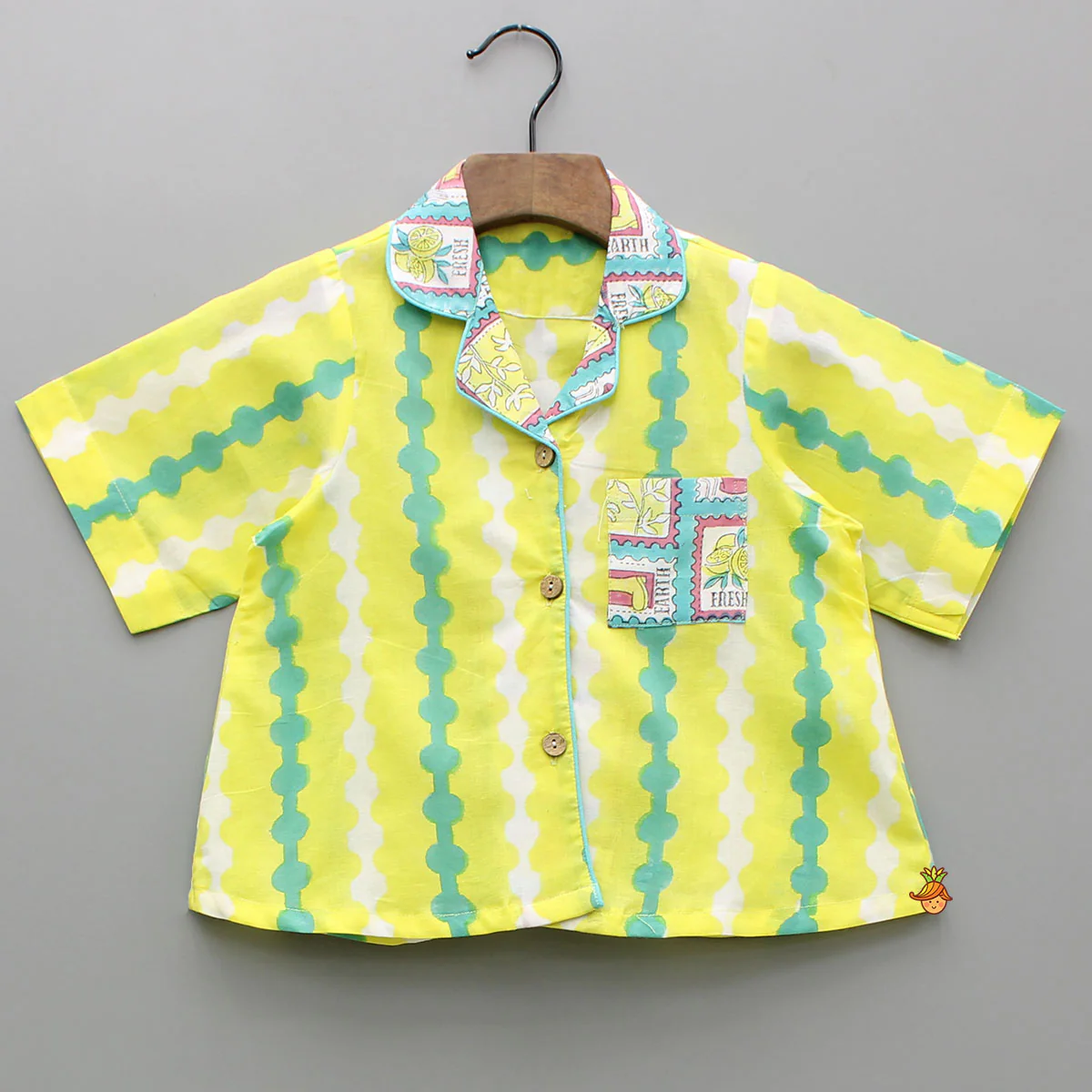 Hand Block Printed Notch Collar Top And Shorts - Image 3
