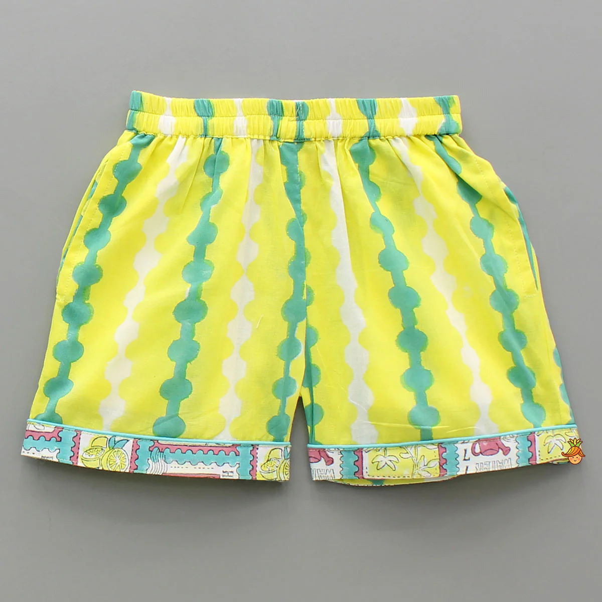 Hand Block Printed Notch Collar Top And Shorts - Image 4