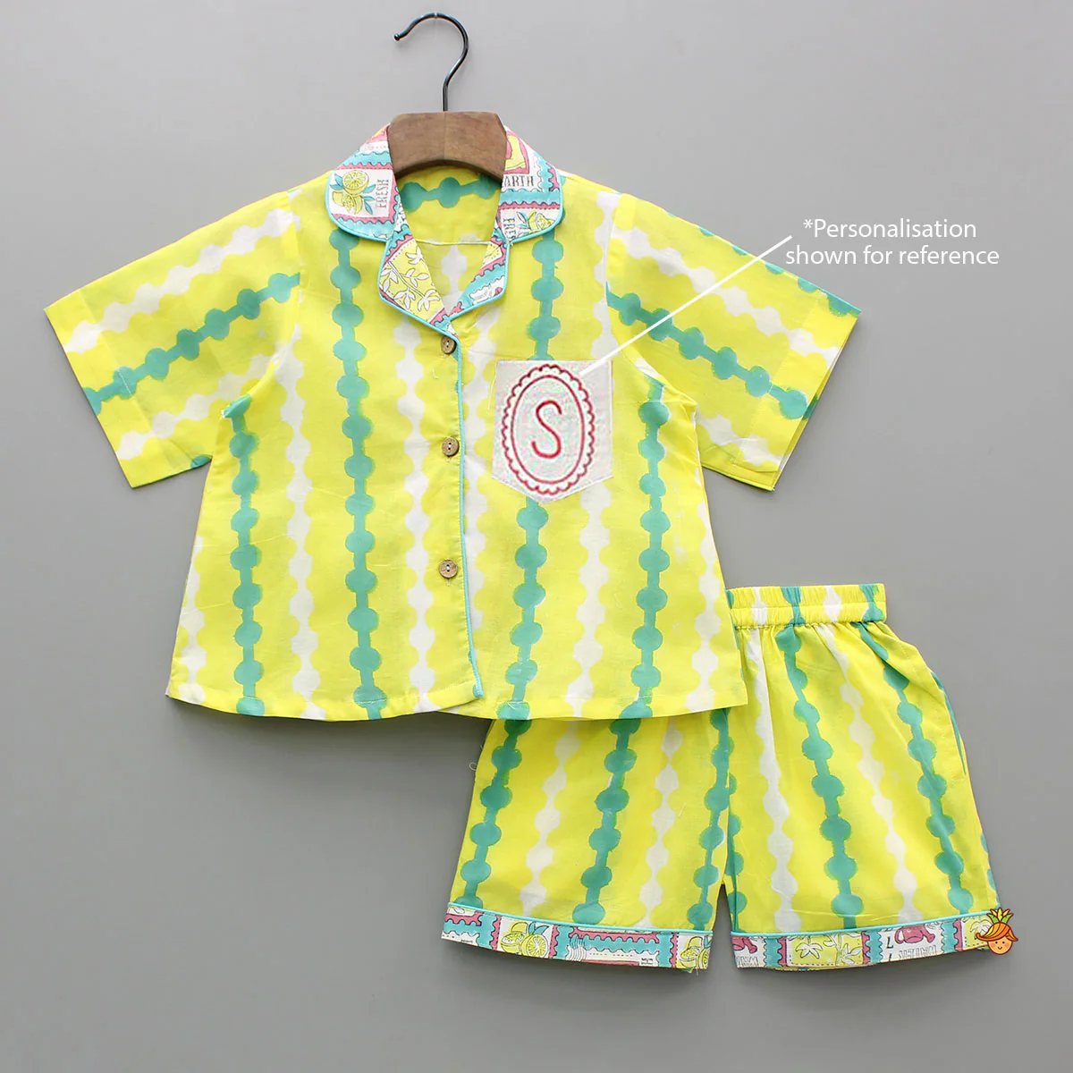 Hand Block Printed Notch Collar Top And Shorts - Image 6