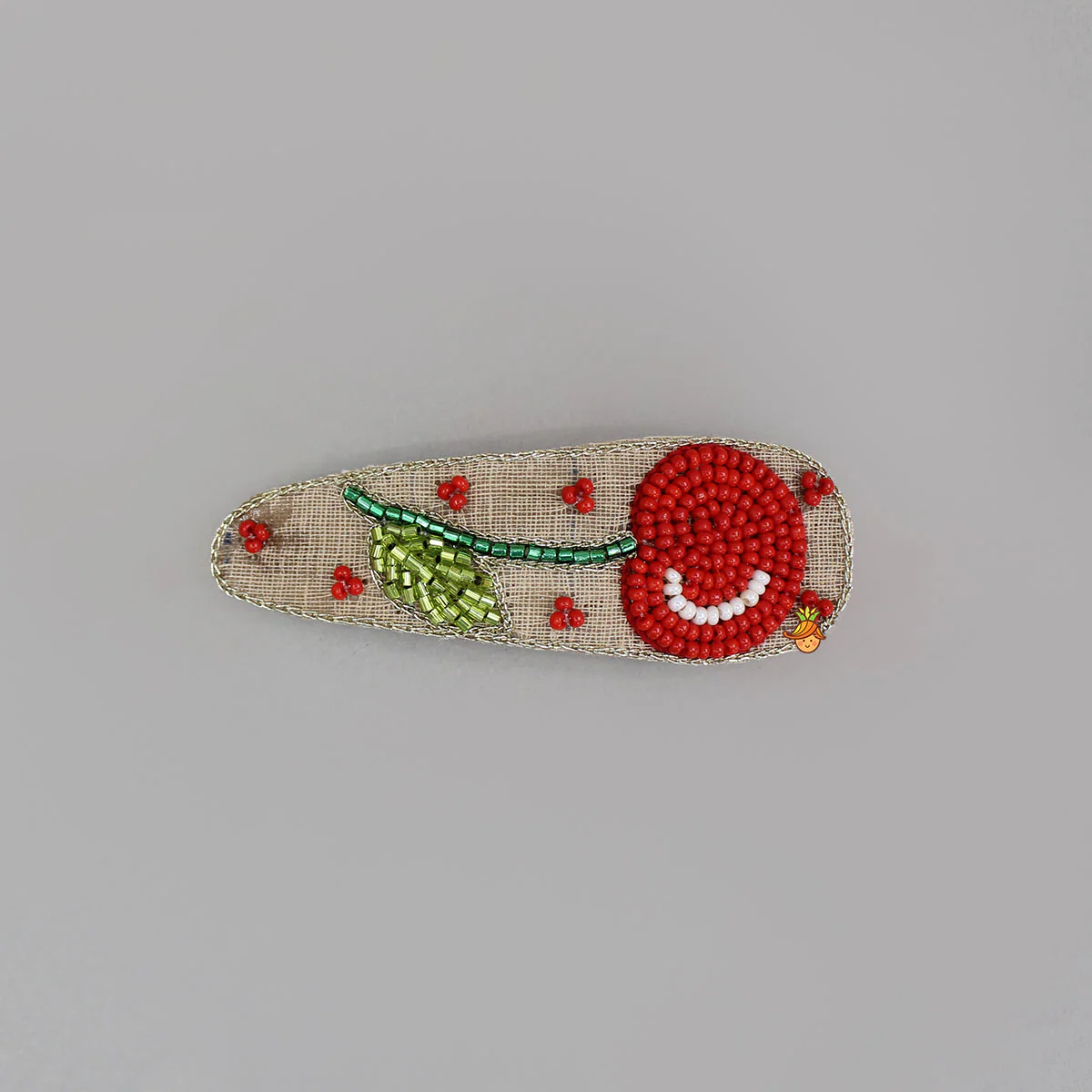 Hand Embroidered Cherry Hair Clips - Image 3