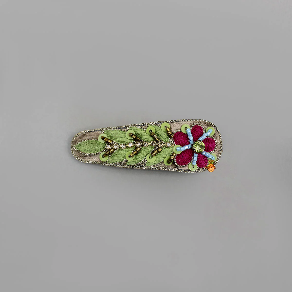 Hand Embroidered Floral Hair Clips - Image 3