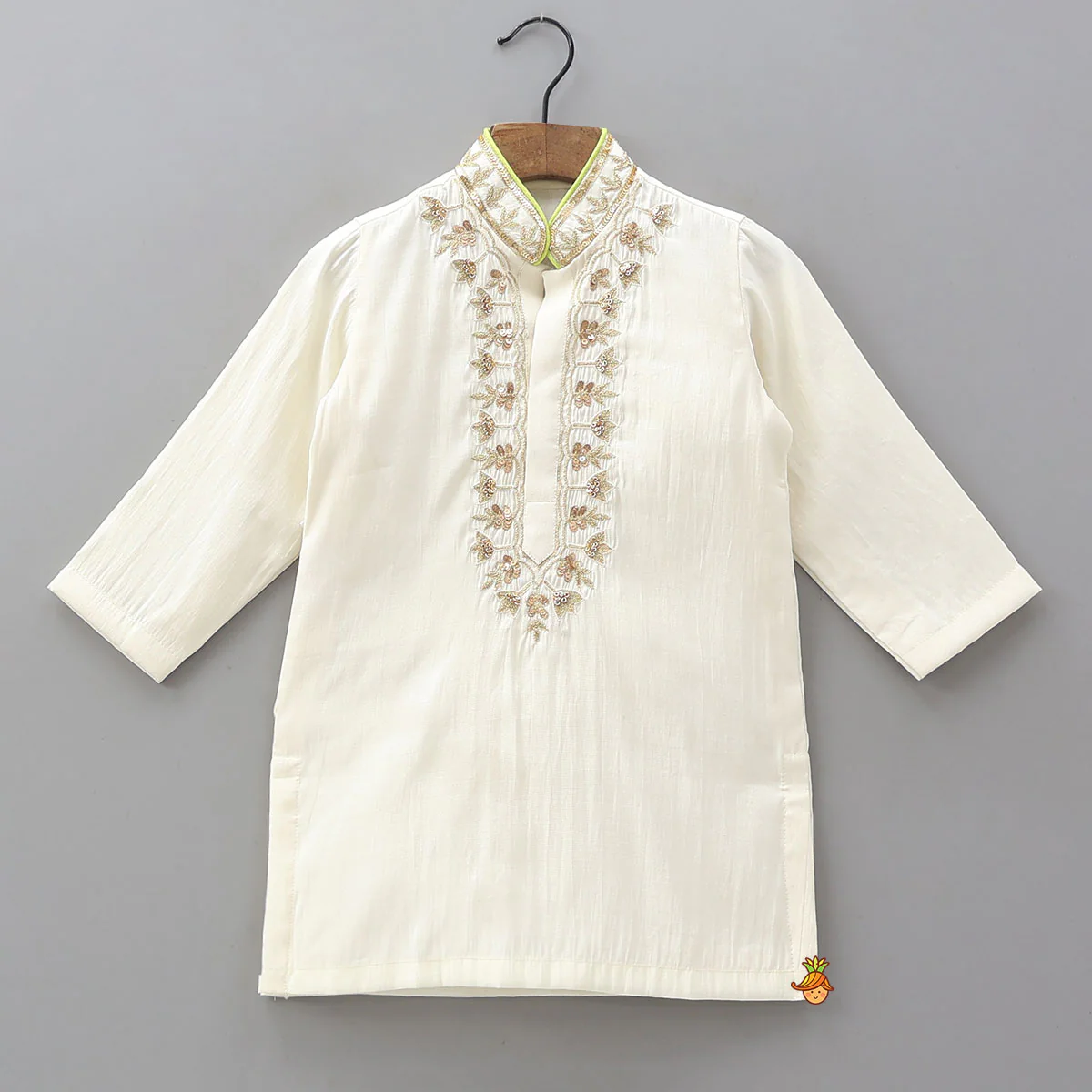 Hand Embroidered Front Placket Kurta And Churidar - Image 3