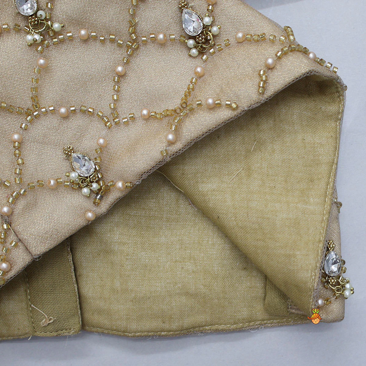 Hand Embroidered Halter Neck Crop Top And Shimmery Palazzo - Image 5