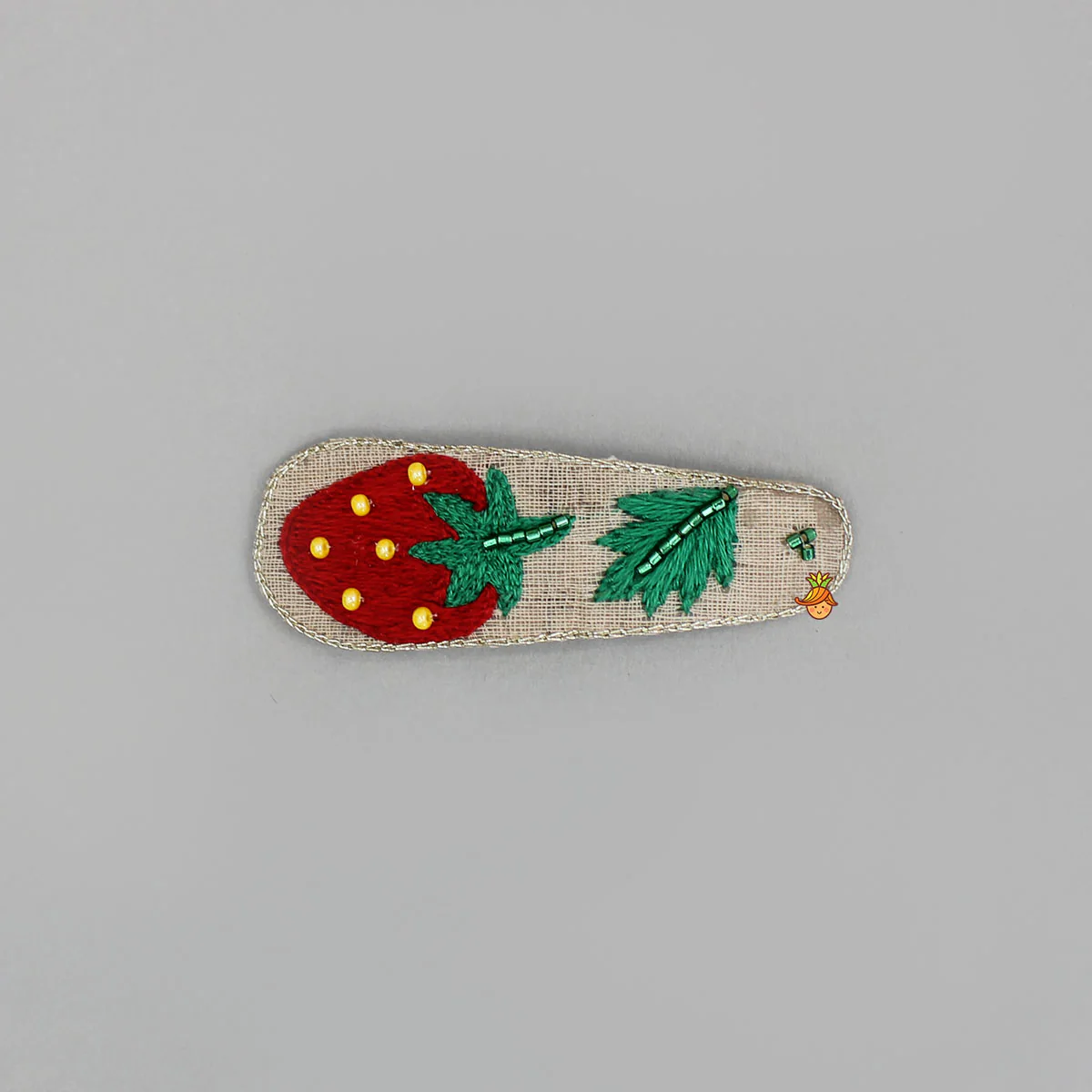 Hand Embroidered Strawberry Hair Clips - Image 3