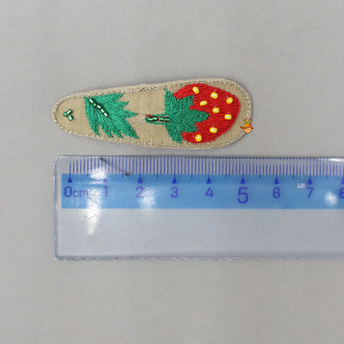 Hand Embroidered Strawberry Hair Clips - Image 5
