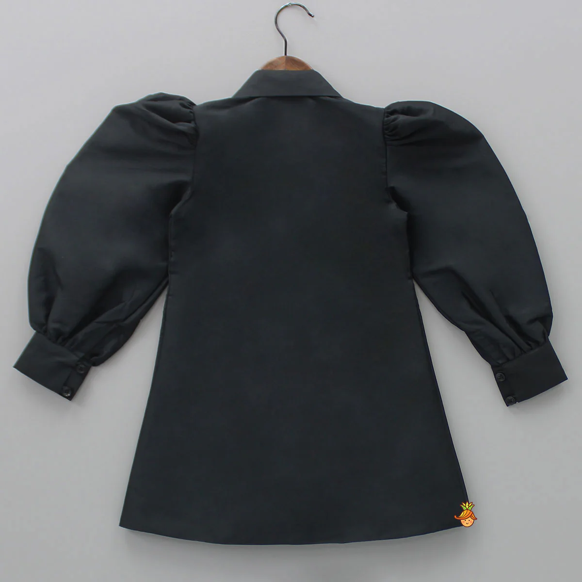 Heart Patch Work Black Collared Neck Dress - Image 2