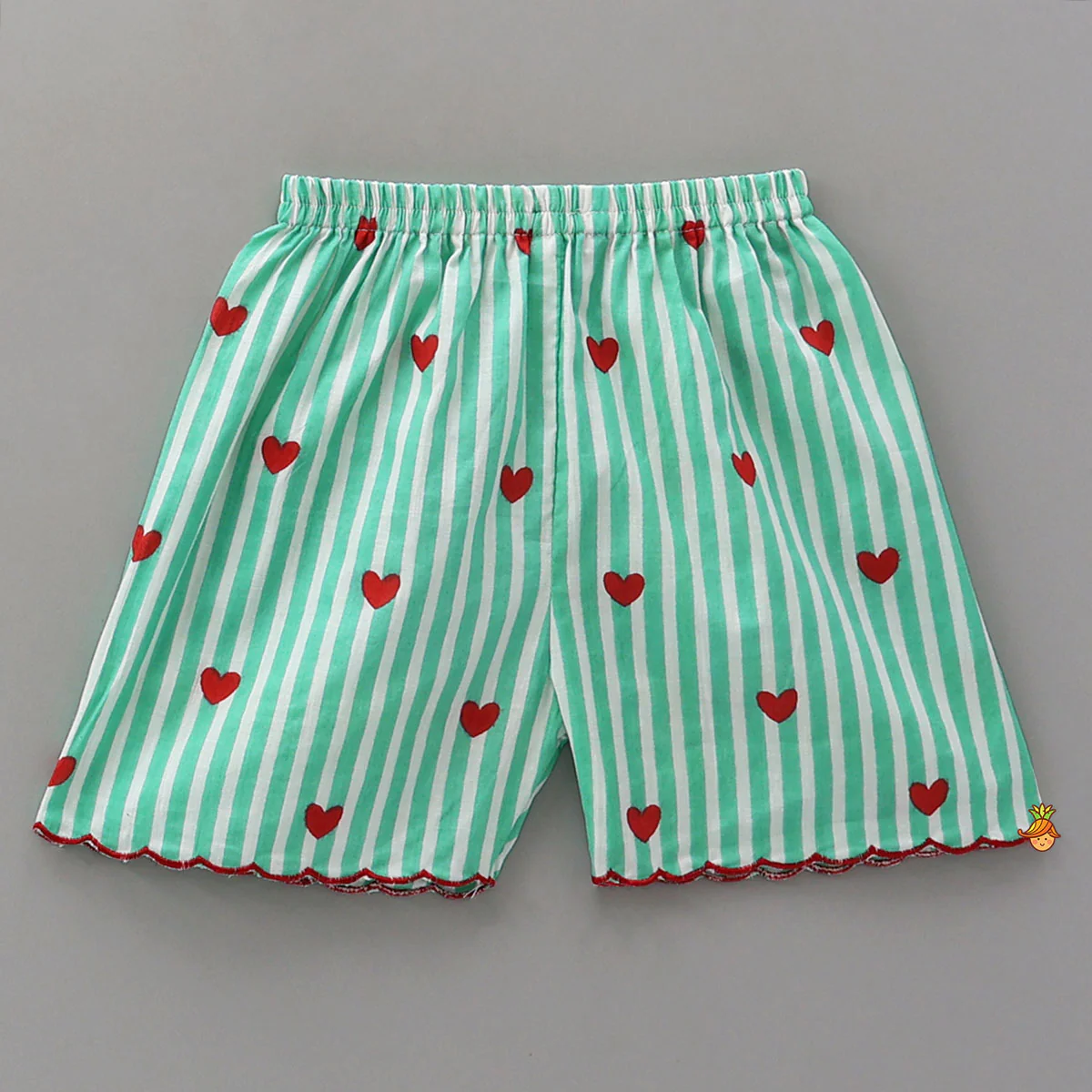 Heart-Printed Scalloped Top And Shorts - Image 4
