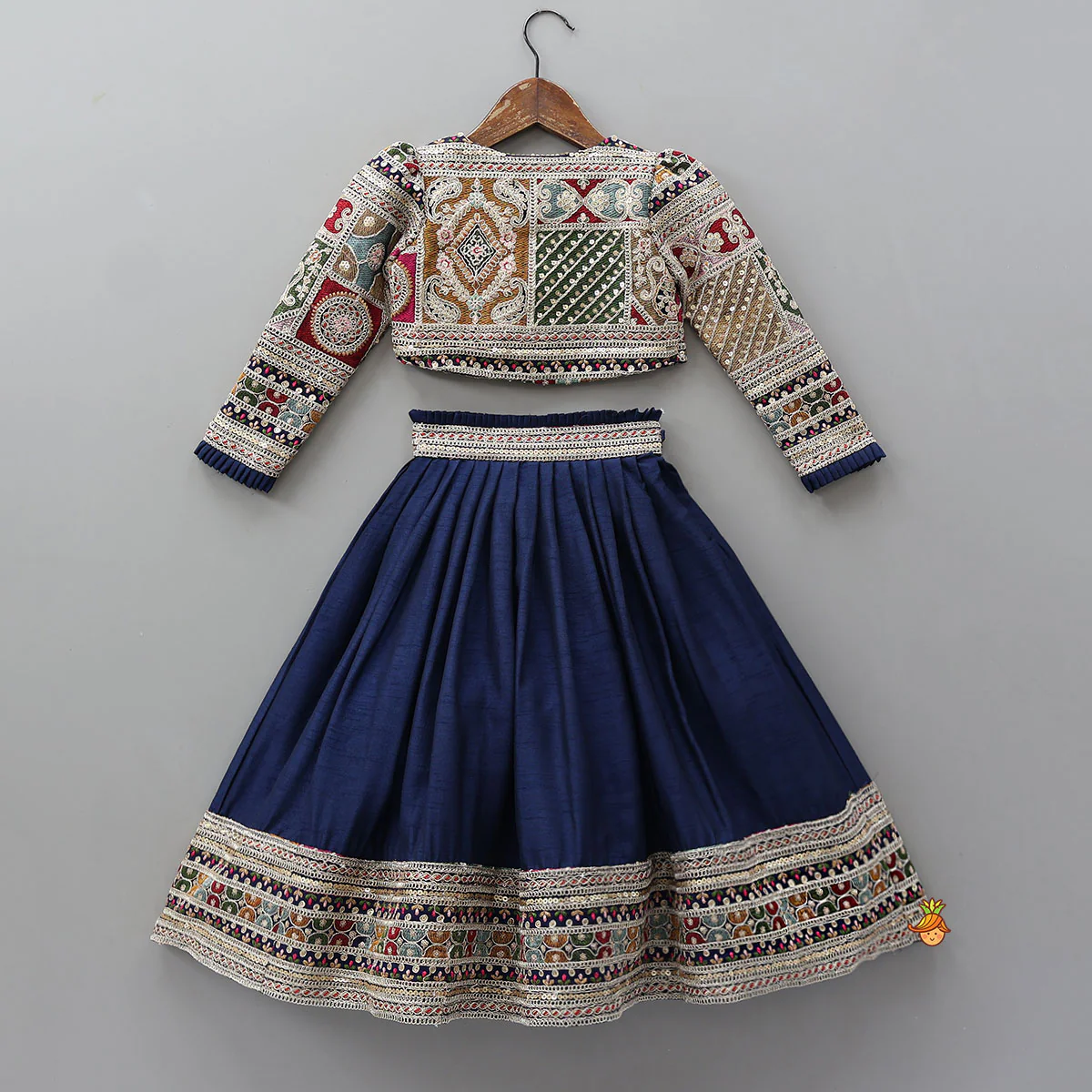 Heavily Embroidered Front-Open Top With Matching Lehenga - Image 2