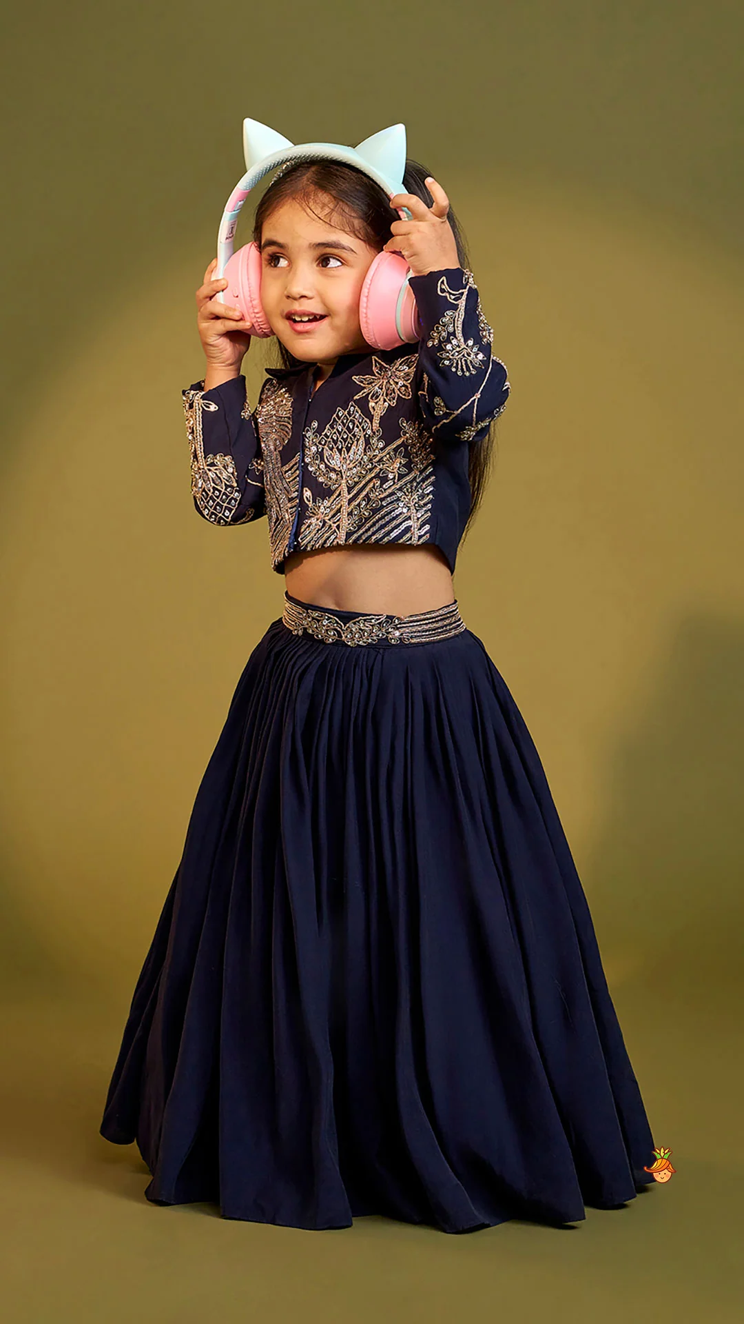 Heavy Embroidered Blue Top And Lehenga - Image 2