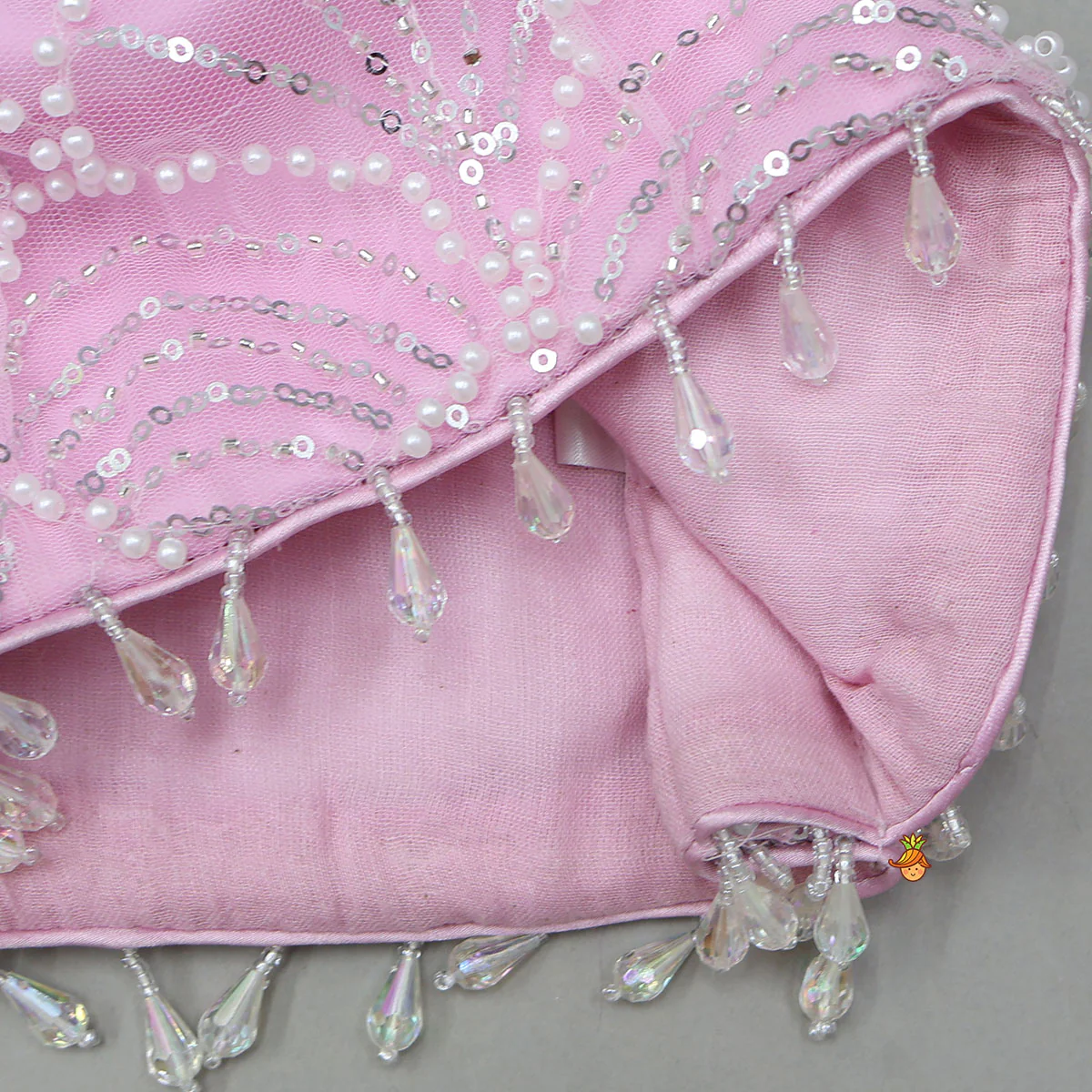 Heavy Embroidered Crop Top And Attached Drape Lehenga With Coordinated Dupatta - Image 6