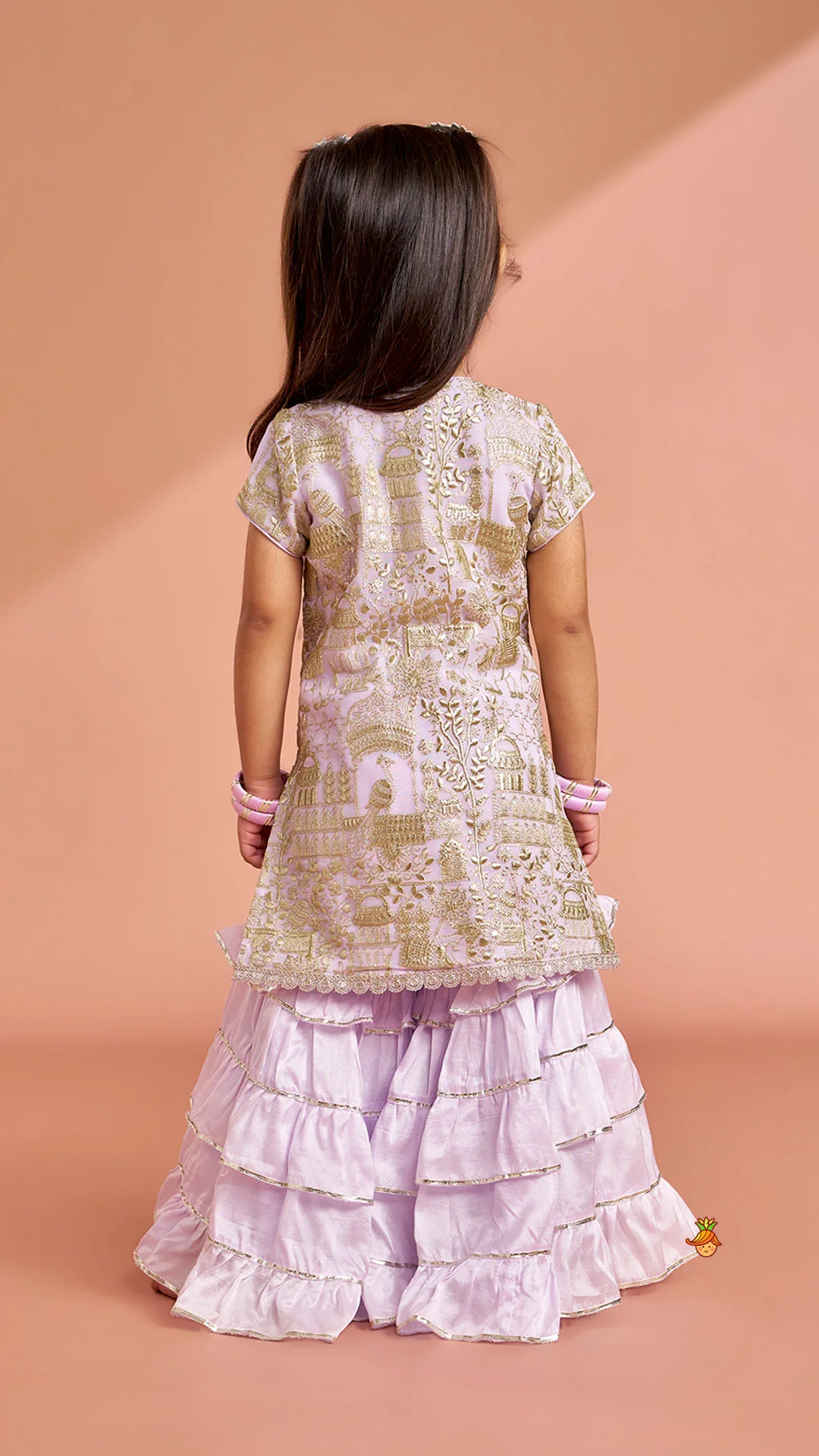 Heavy Embroidered Kurti With Beautiful Layered Sharara And Net Dupatta - Image 10