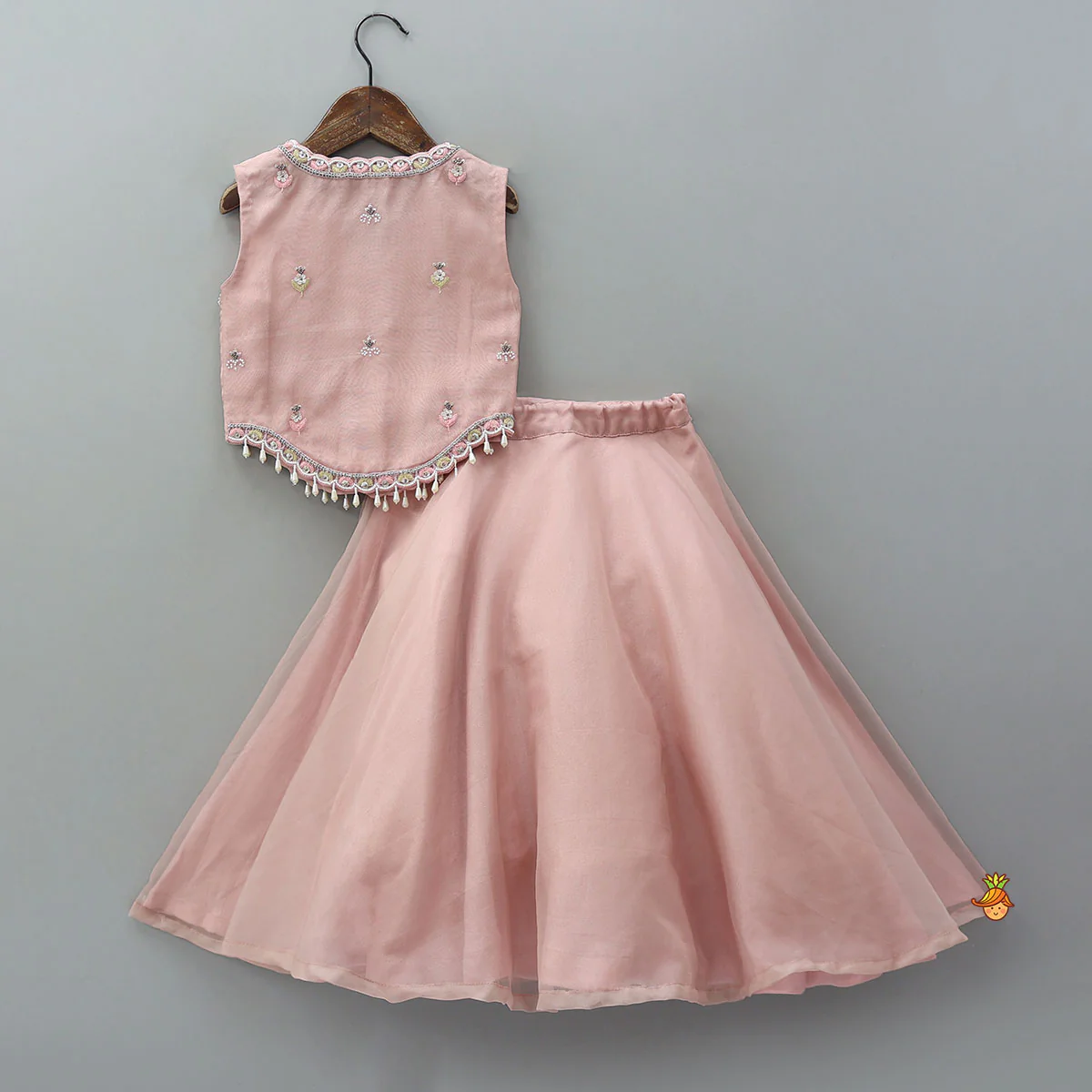 Heavy Embroidered Top And Lehenga With Organza Dupatta - Image 2