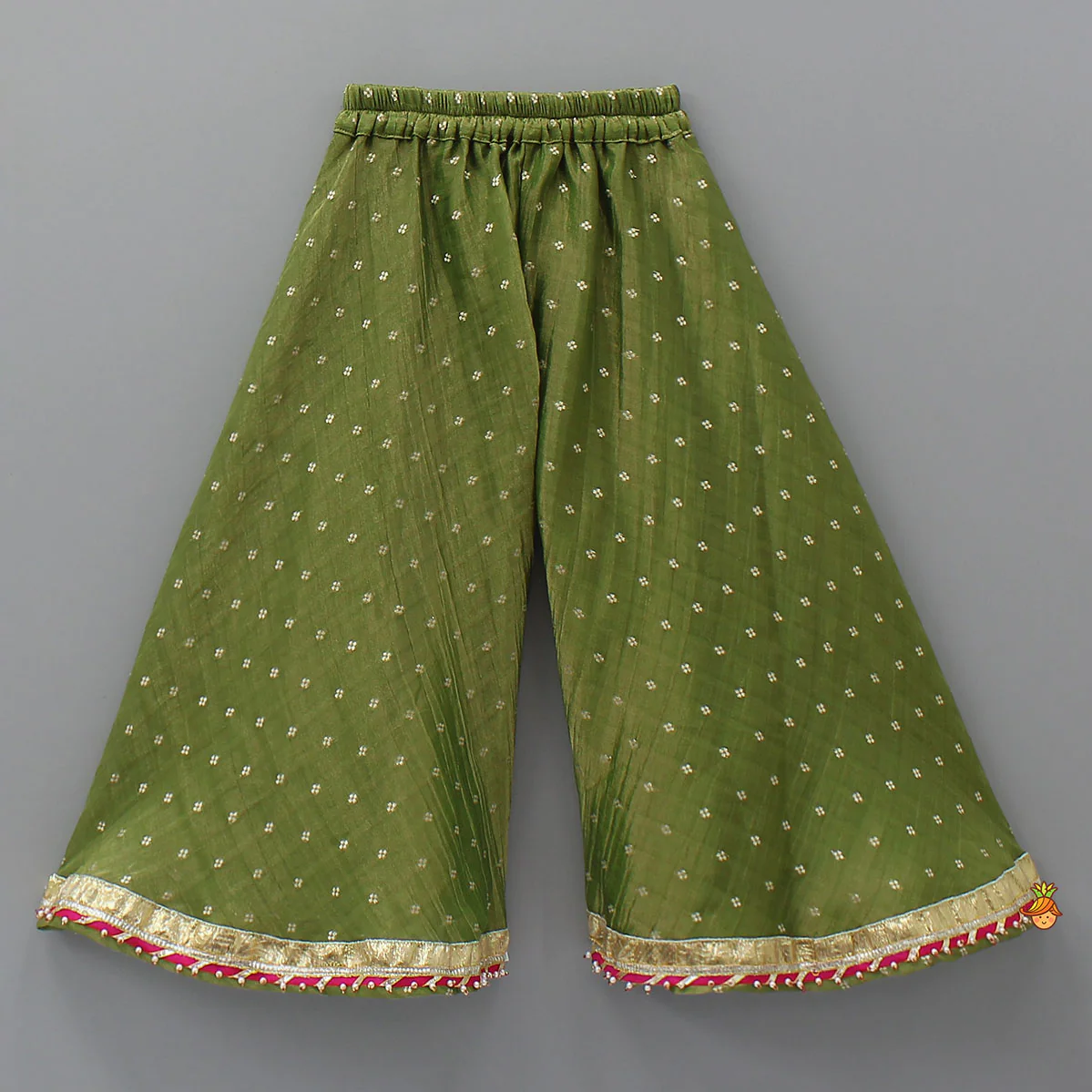 High-Low Checked Embroidered Top With Palazzo - Image 4
