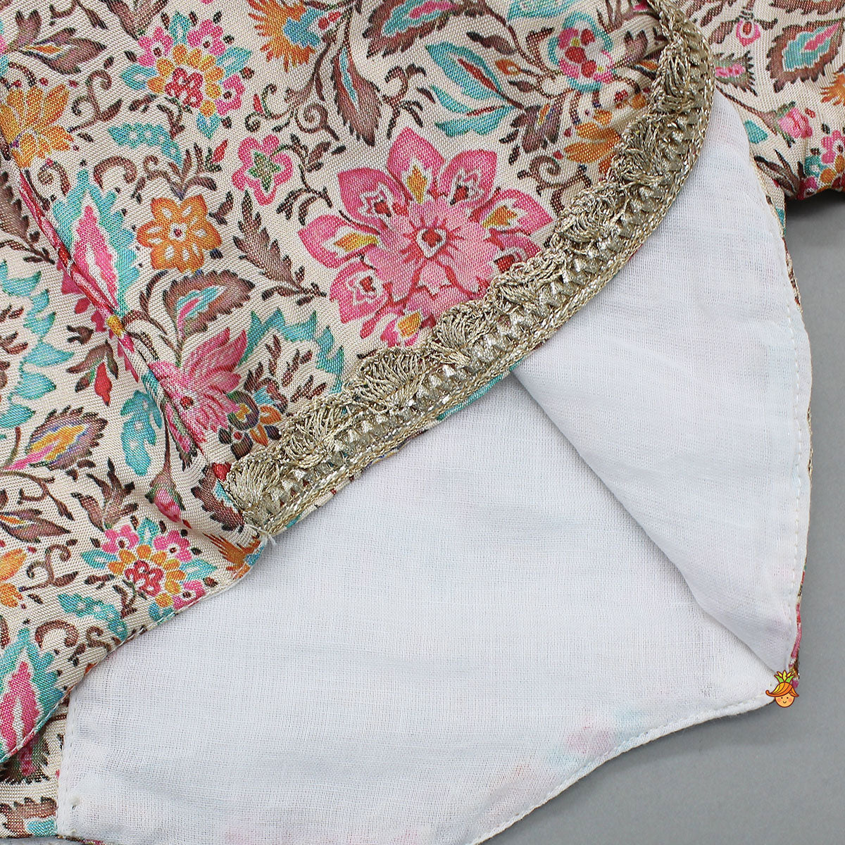 High-Low Printed Top And Lehenga With Dupatta - Image 6