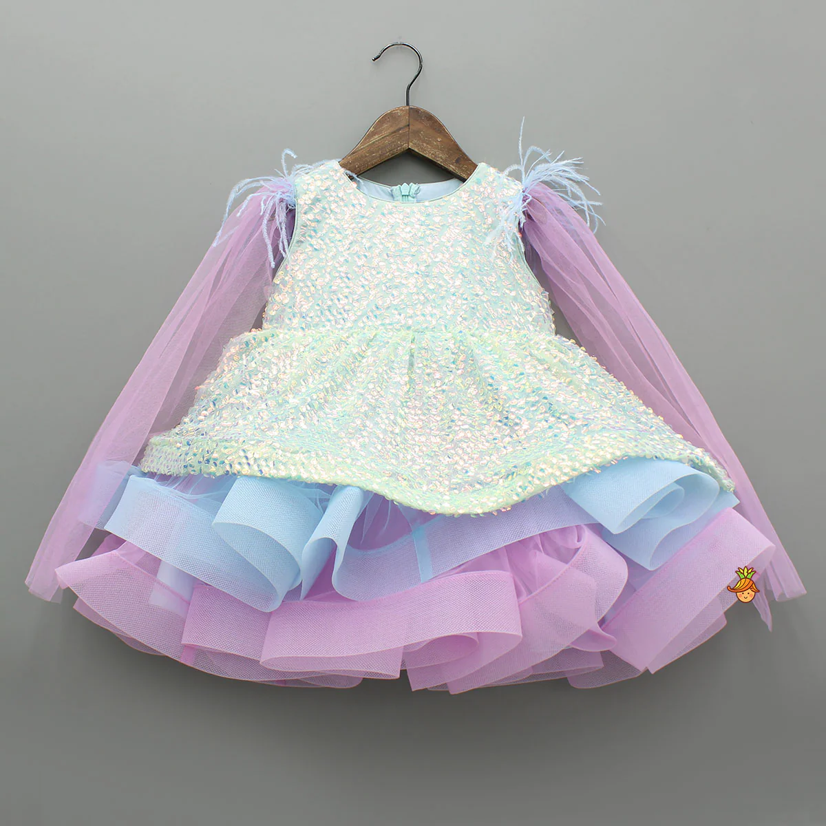 Holographic Sequin Embellished Layered Dress