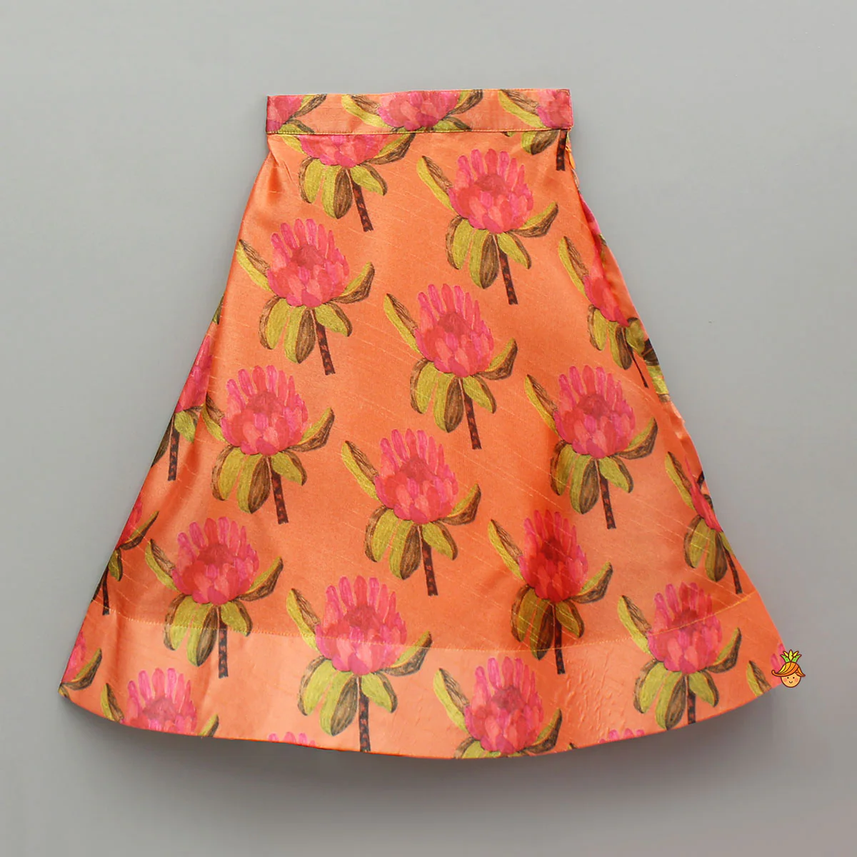 Pink Top And Orange Floral Print Ghagra - Image 4