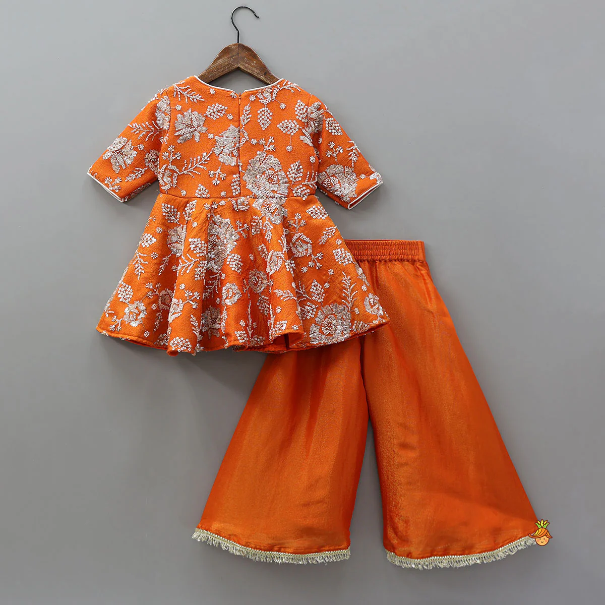 Intricate Beads And Cut Dana Embroidered Kurti With Flared Palazzo - Image 2