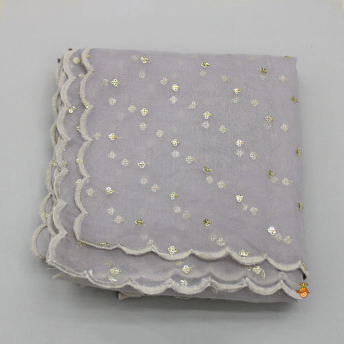 Intricate Yoke Embroidered Grey Floral Printed Kurti And Pleated Sharara With Organza Sequined Dupatta - Image 7