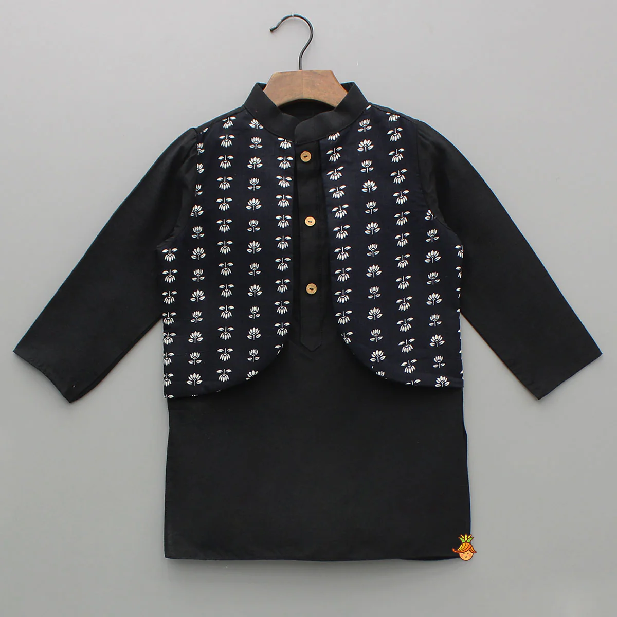 Jacket Style Black Kurta And Pyjama - Image 3