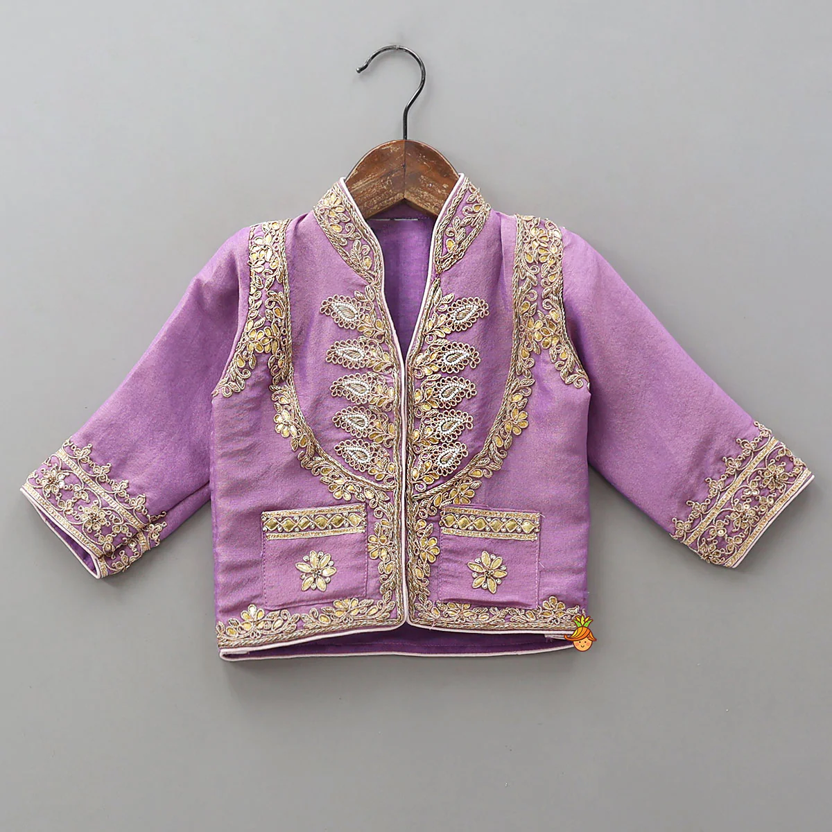 Jacket-Style Embroidered Shimmery Top And Lehenga - Image 3