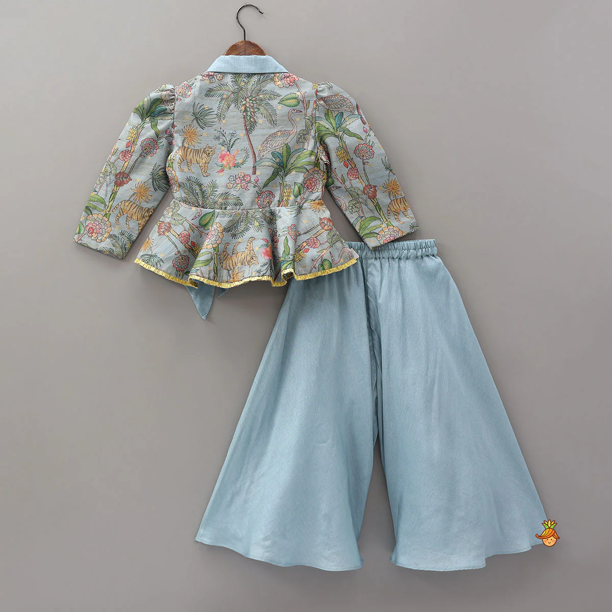 Jacket Style Peplum Top And Flared Palazzo - Image 2