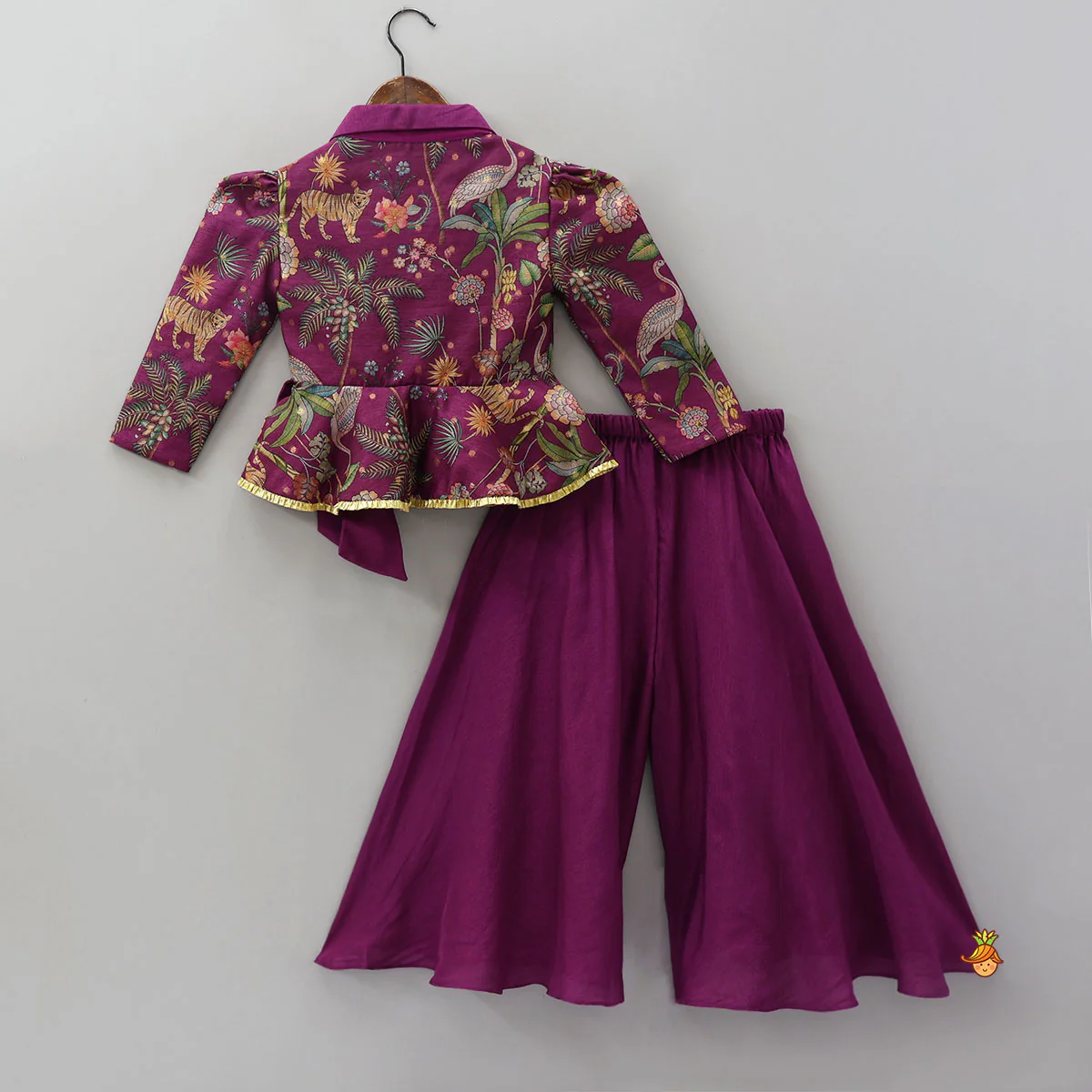 Jacket Style Peplum Top And Flared Palazzo - Image 2