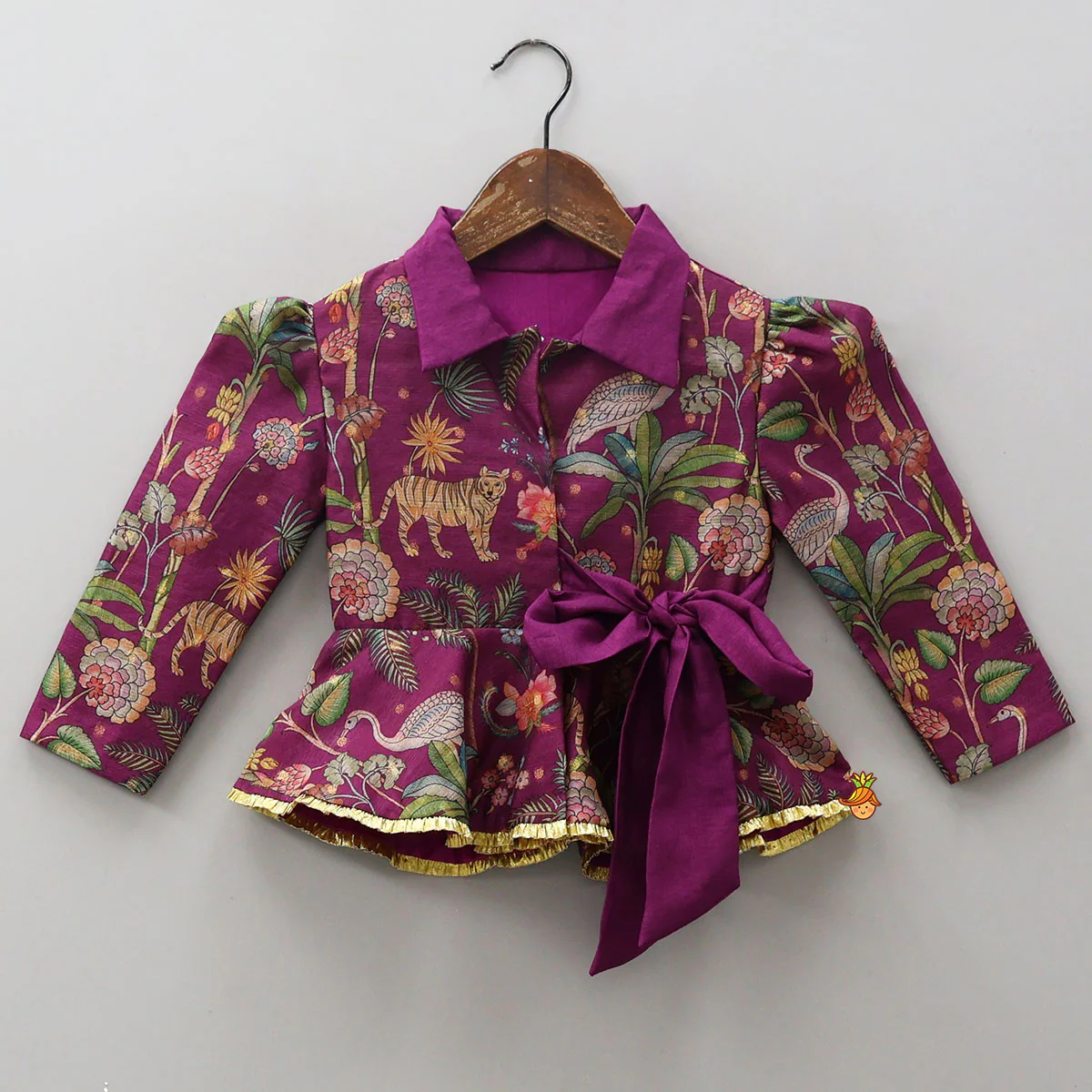 Jacket Style Peplum Top And Flared Palazzo - Image 3