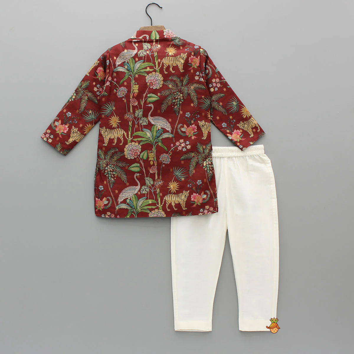 Jungle Printed Jacket Style Elegant Kurta With Pyjama - Image 2