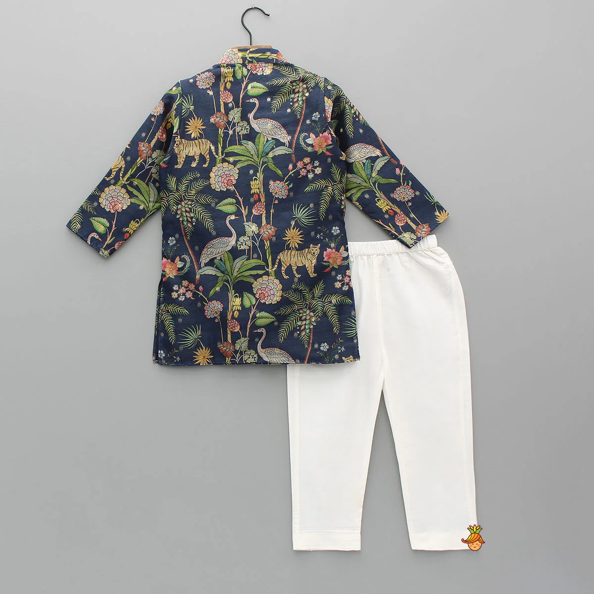 Jungle Printed Jacket Style Kurta With Pyjama - Image 2