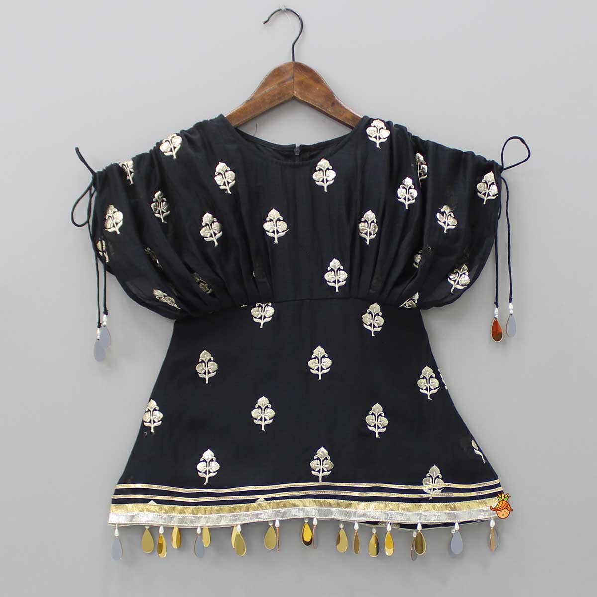 Kaftan Style Embroidered Kurti And Dhoti - Image 3