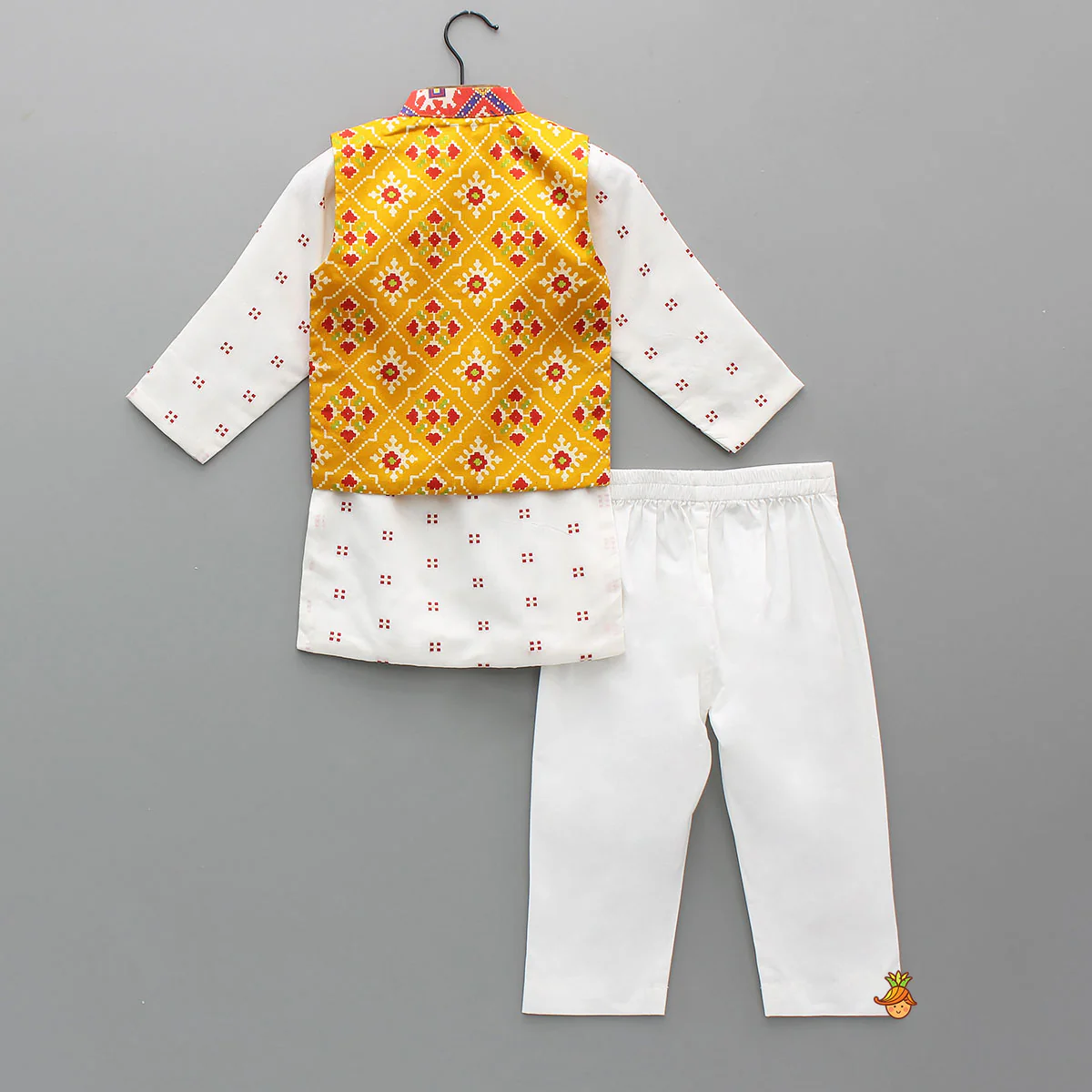 Kurta And Multicolour Patola Printed Jacket With Pyjama - Image 2